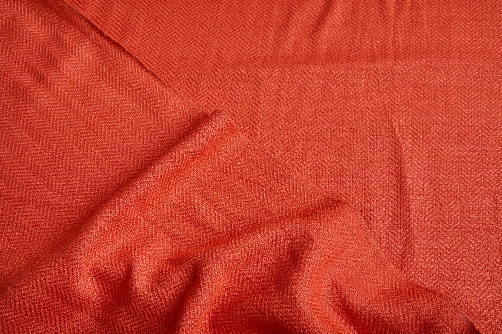 Raw Silk Cotton Blend Herringbone Weave - Deep Coral fabric, image 4 of 7