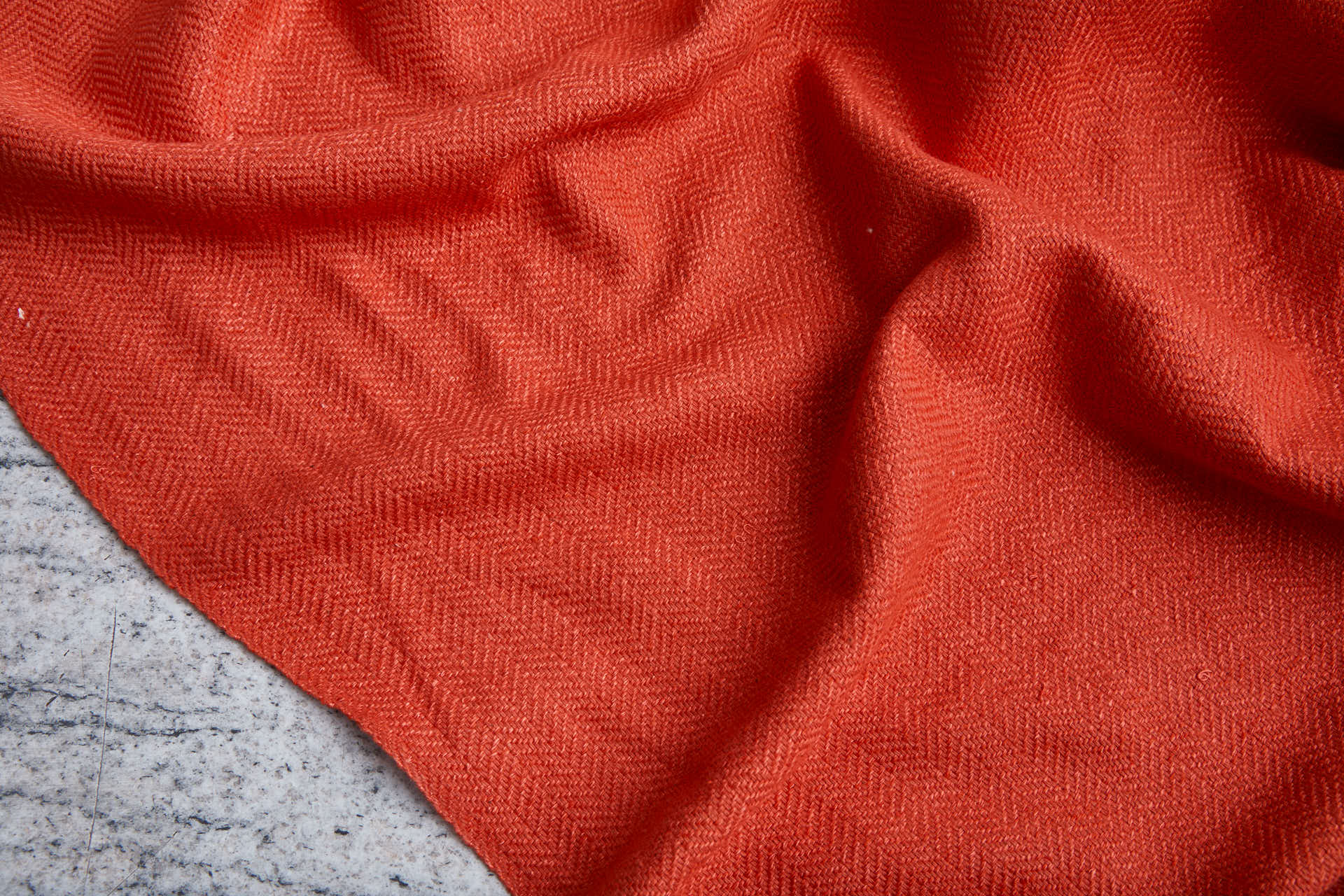 Raw Silk Cotton Blend Herringbone Weave - Deep Coral fabric, image 5 of 7