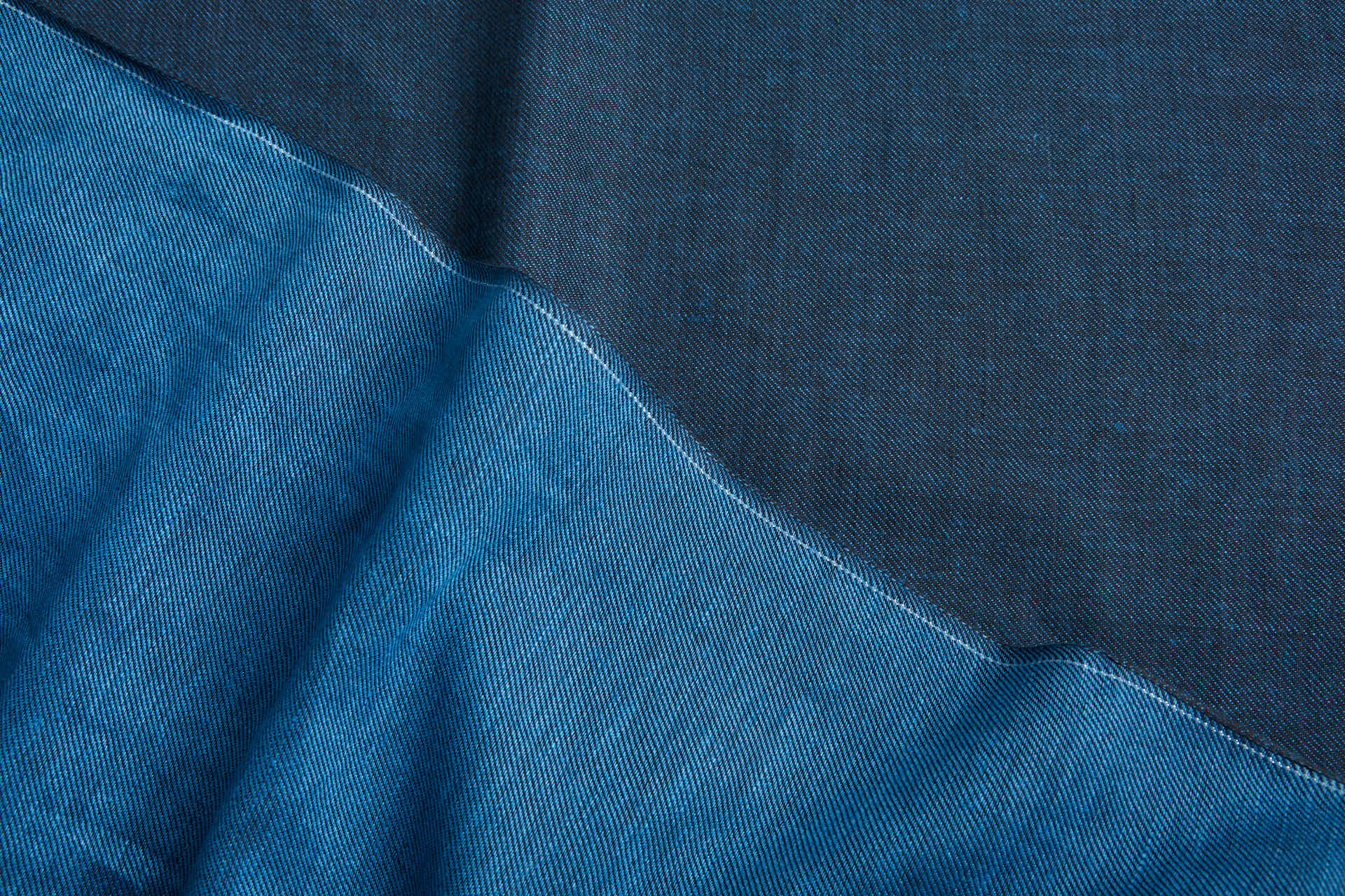 Reversible Linen Twill Weave - Blue / Black fabric