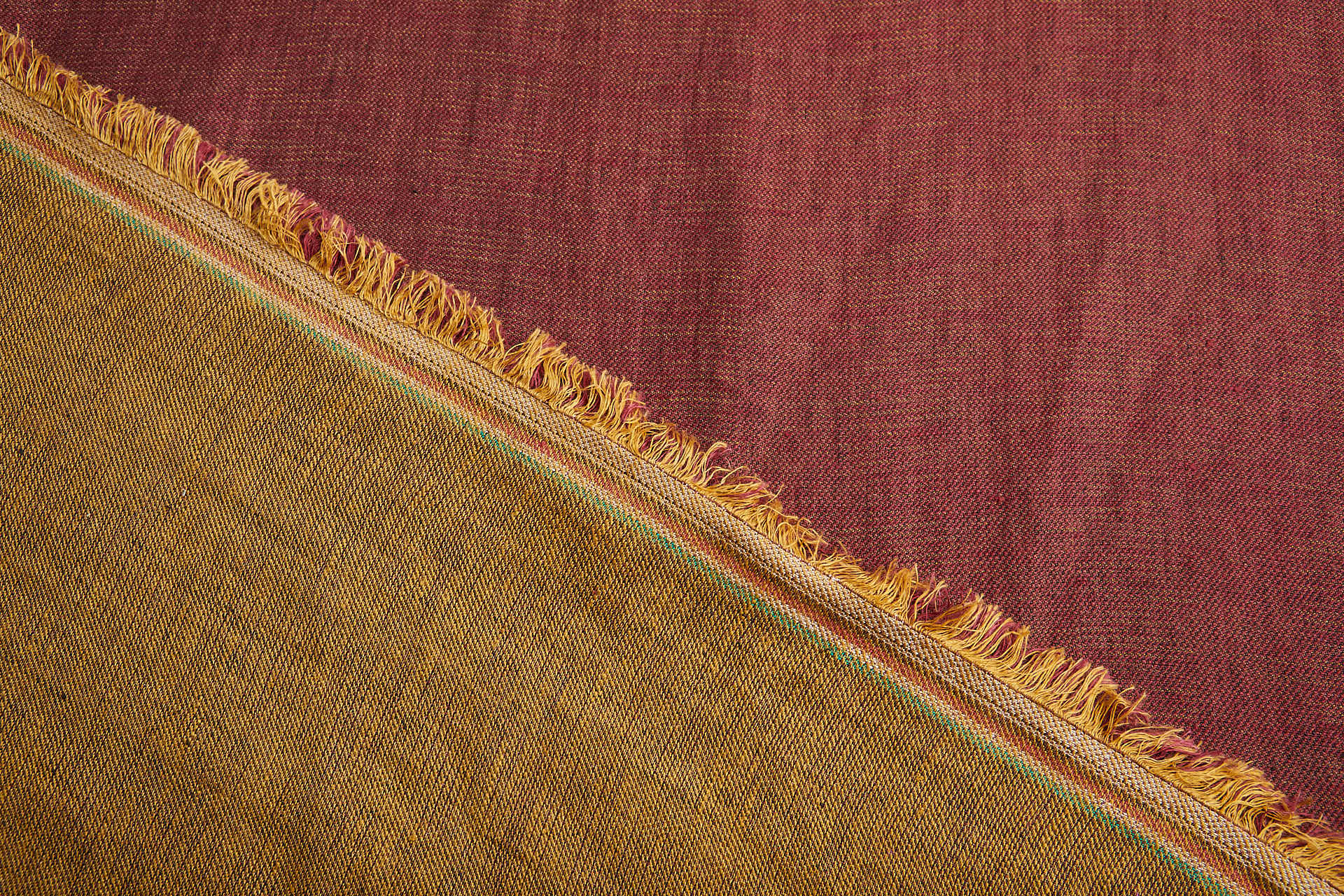 Reversible Linen Weave - Firebrick, Ochre and Brown fabric