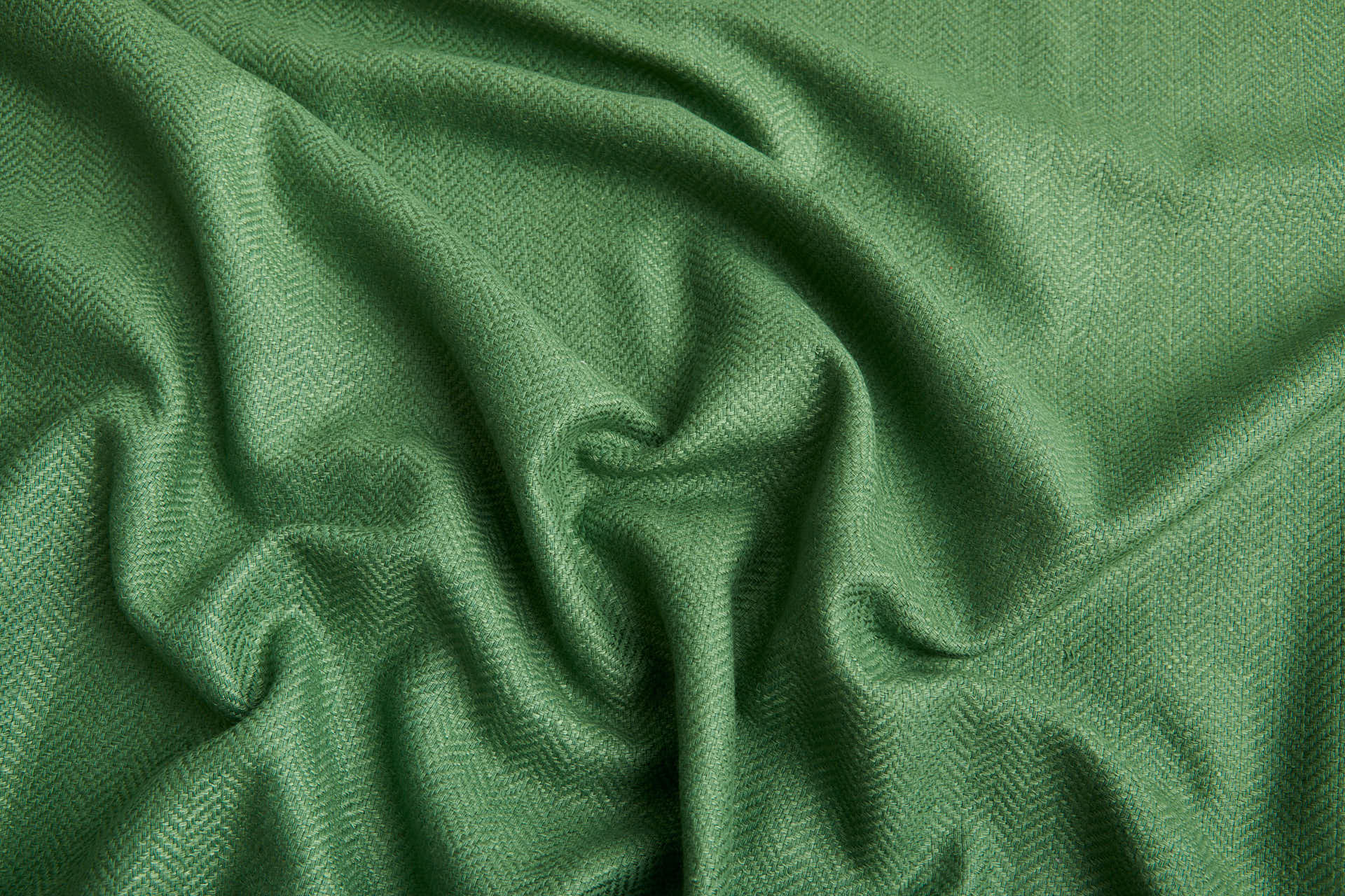 Raw Silk Cotton Blend Herringbone Weave - Green fabric, image 5 of 8