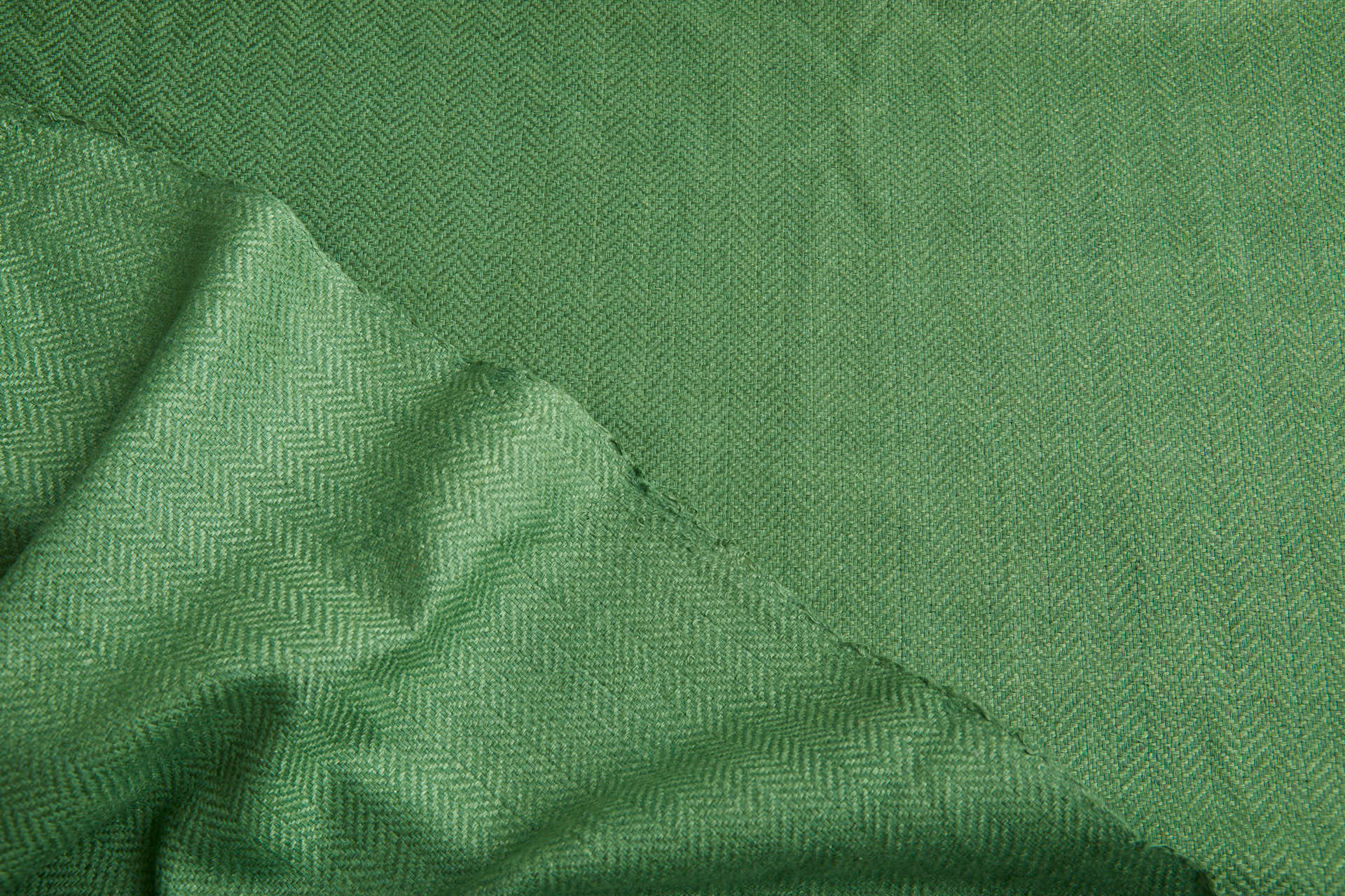 Raw Silk Cotton Blend Herringbone Weave - Green fabric, image 6 of 8