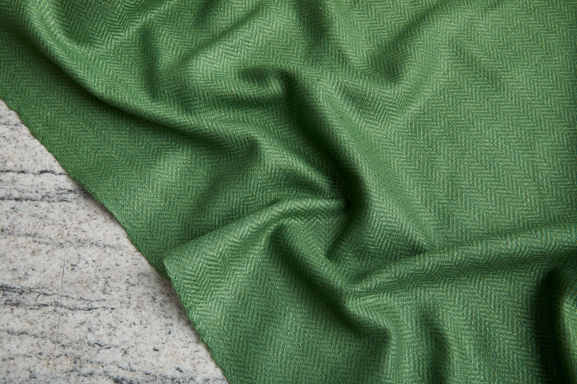 Raw Silk Cotton Blend Herringbone Weave - Green fabric, image 2 of 8
