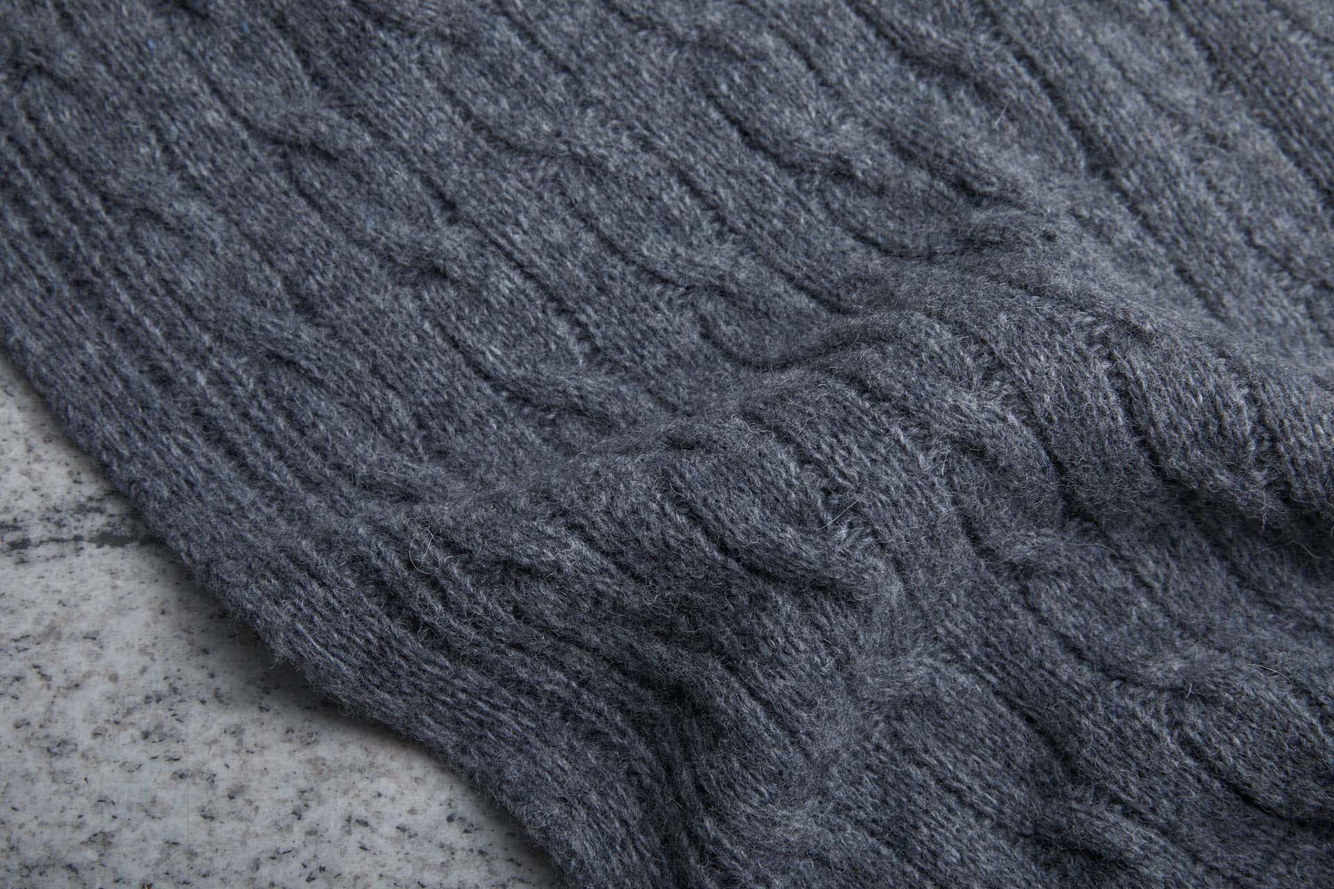 Wool Cable Knit - Dark Grey fabric, image 2 of 6