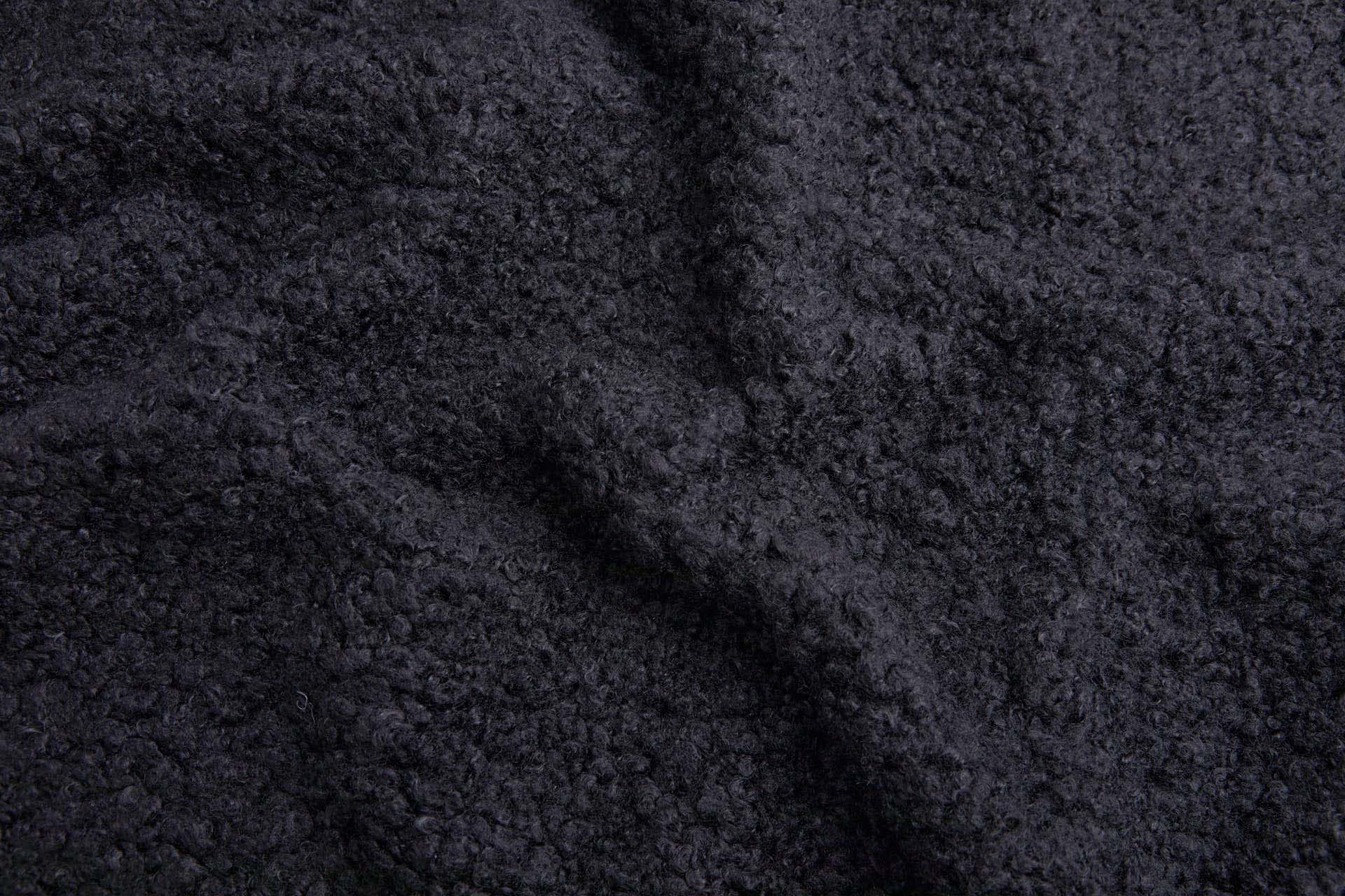 Shearling Faux Fur Backed Leatherette - Black on Black fabric, image 6 of 7