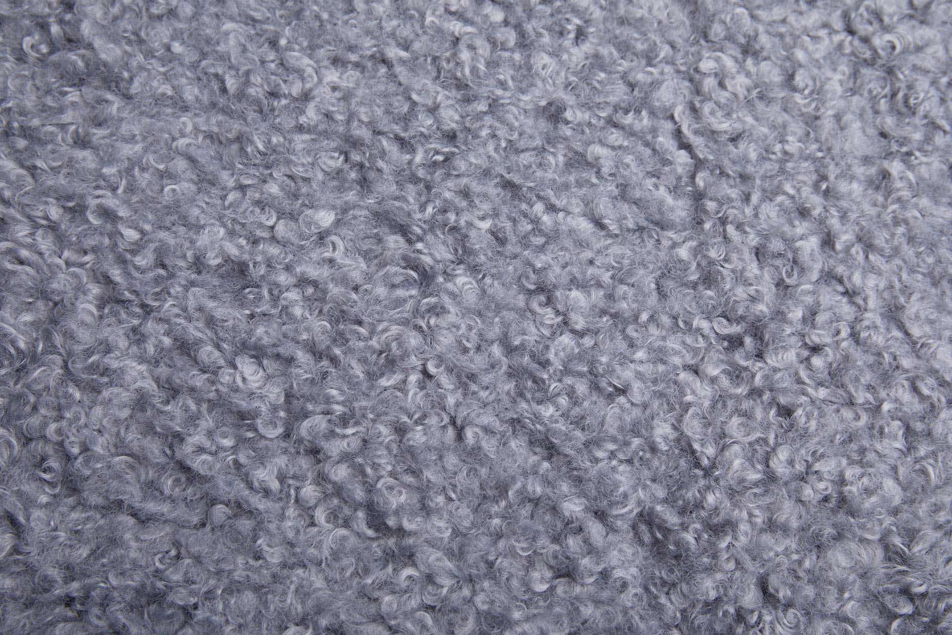 Shearling Faux Fur Backed Leatherette - Steel Grey on Black fabric, image 5 of 6