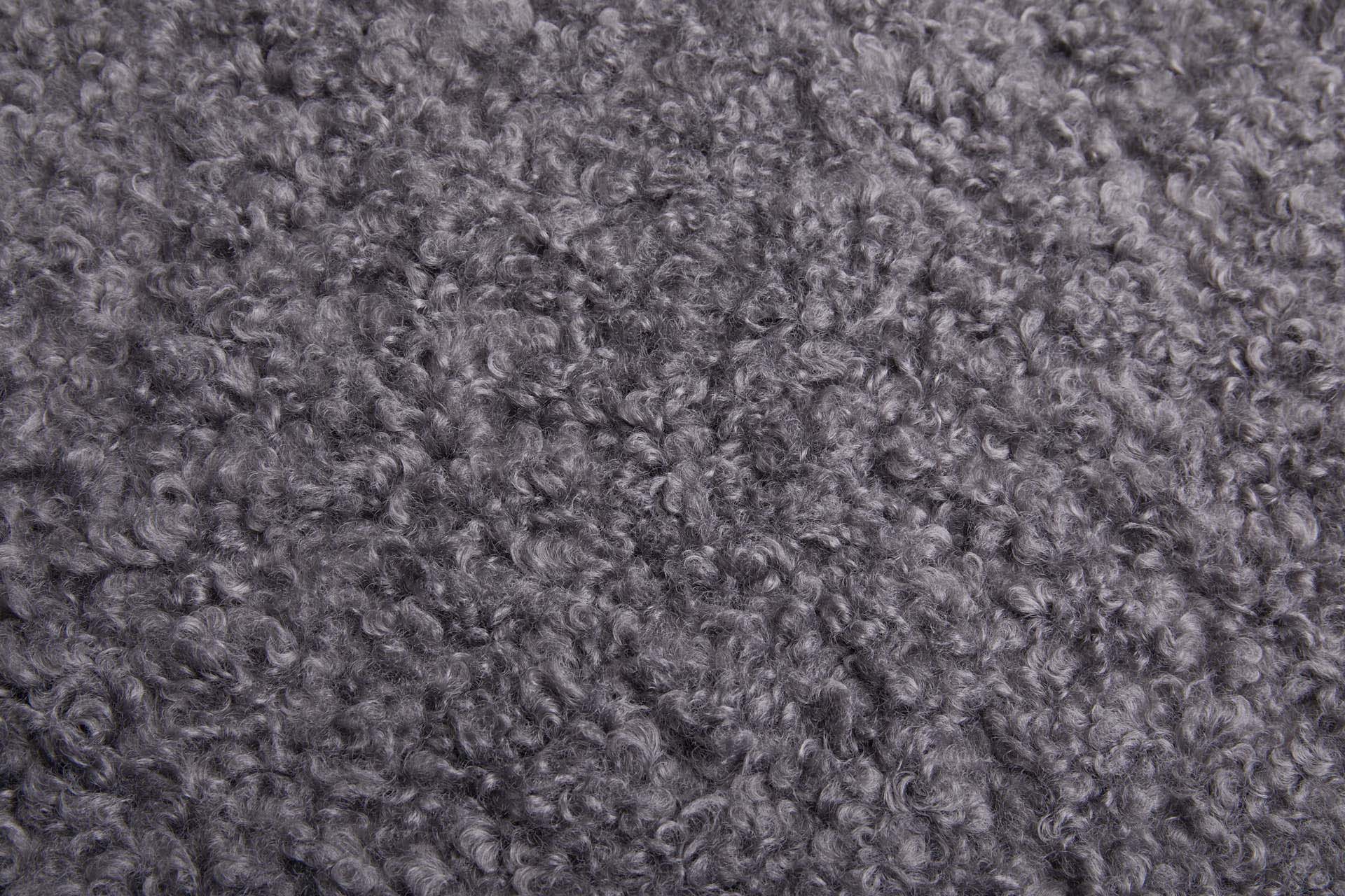 Shearling Faux Fur Backed Leatherette - Gunmetal Grey on Black fabric, image 7 of 7