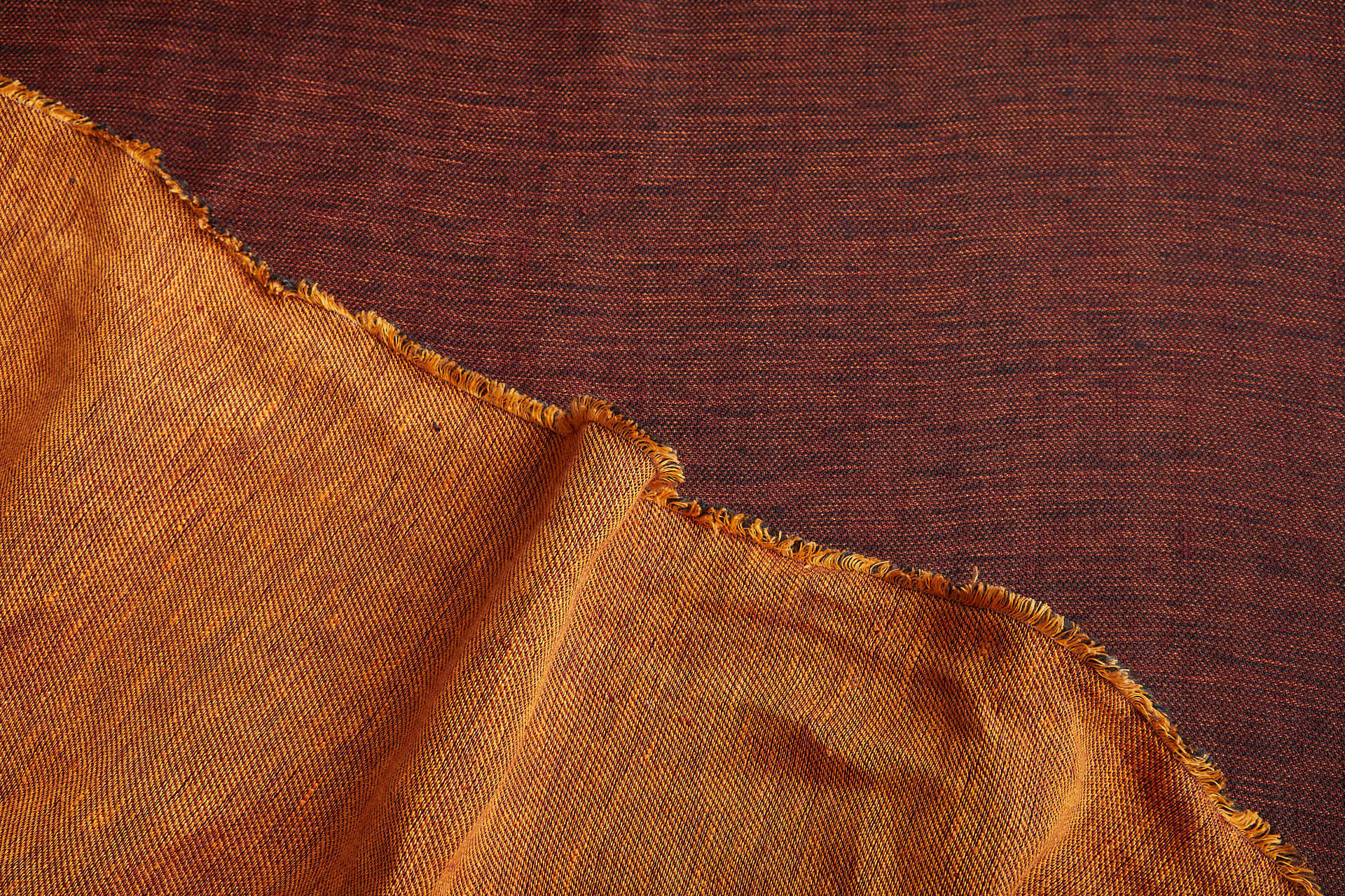 Reversible Linen Weave - Red, Orange and Black fabric, image 2 of 12
