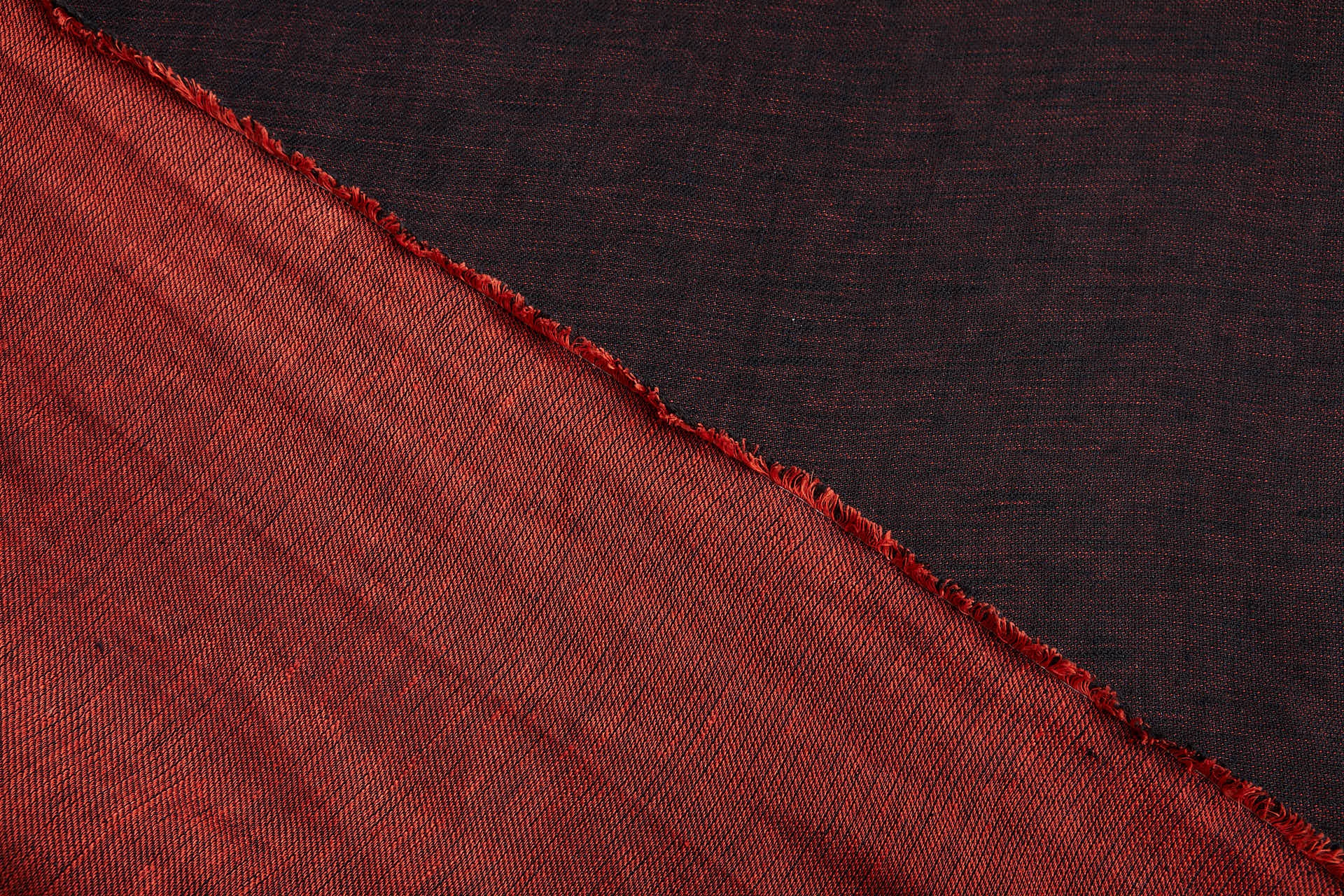 Reversible Linen Weave - Red, Black and Inky Blue fabric