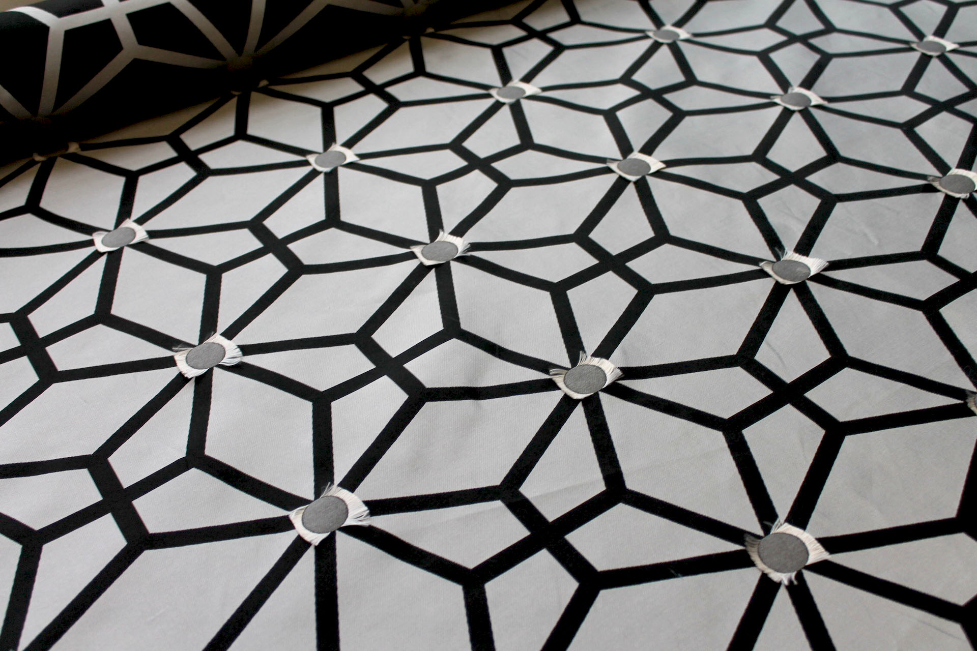 Geometric Brocade - Black Grey fabric, image 3 of 9