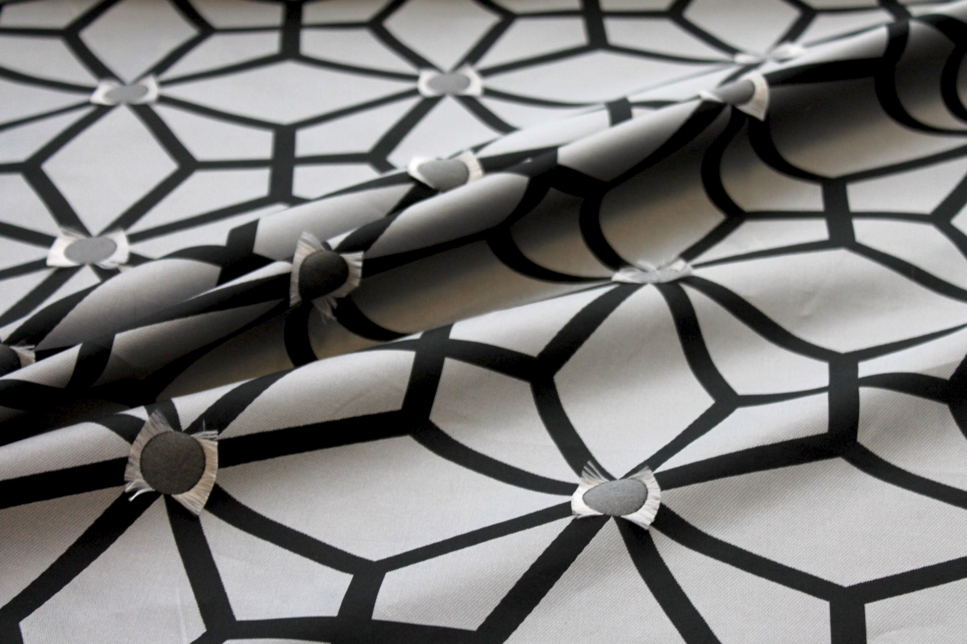 Geometric Brocade - Black Grey fabric, image 4 of 9