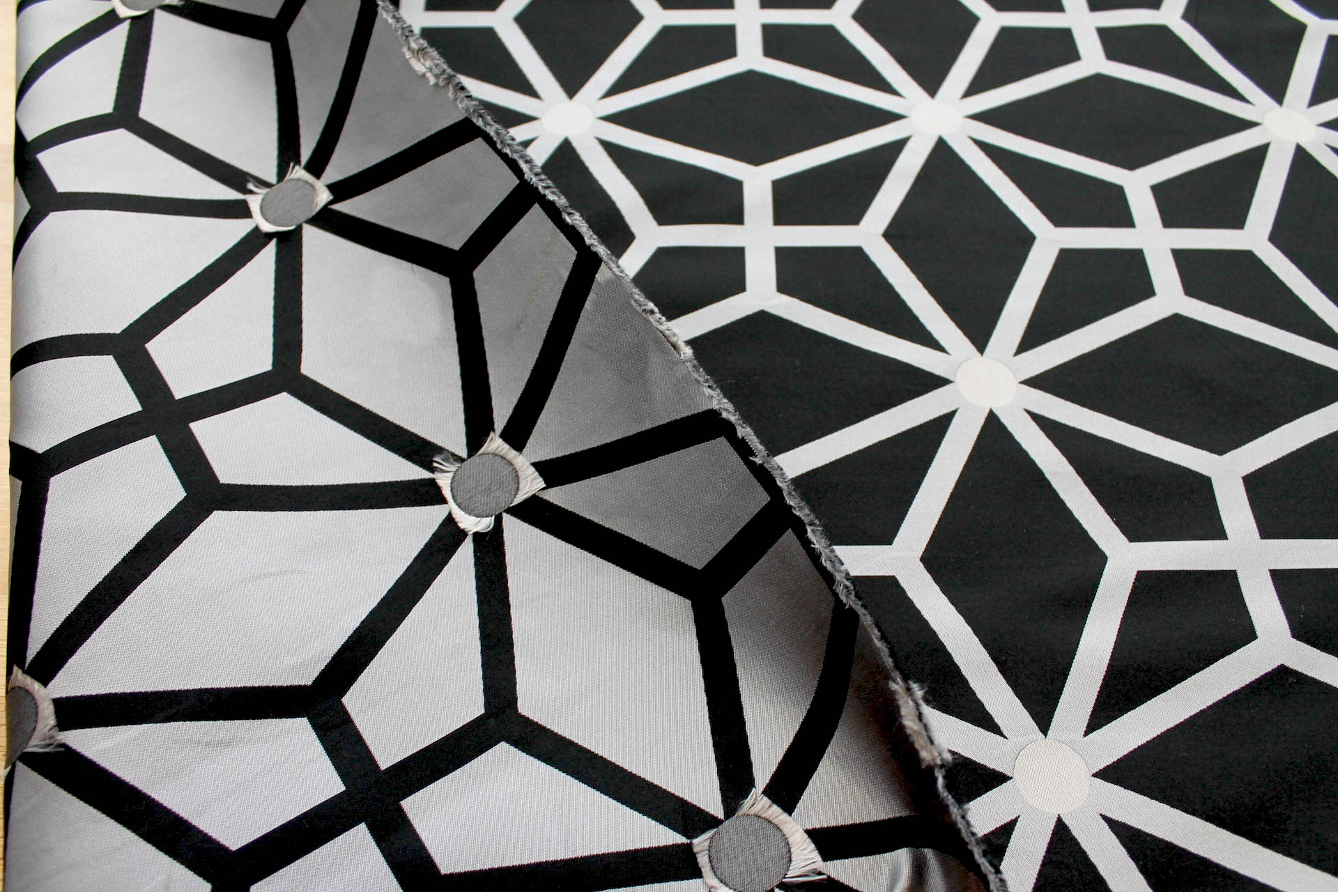 Geometric Brocade - Black Grey fabric