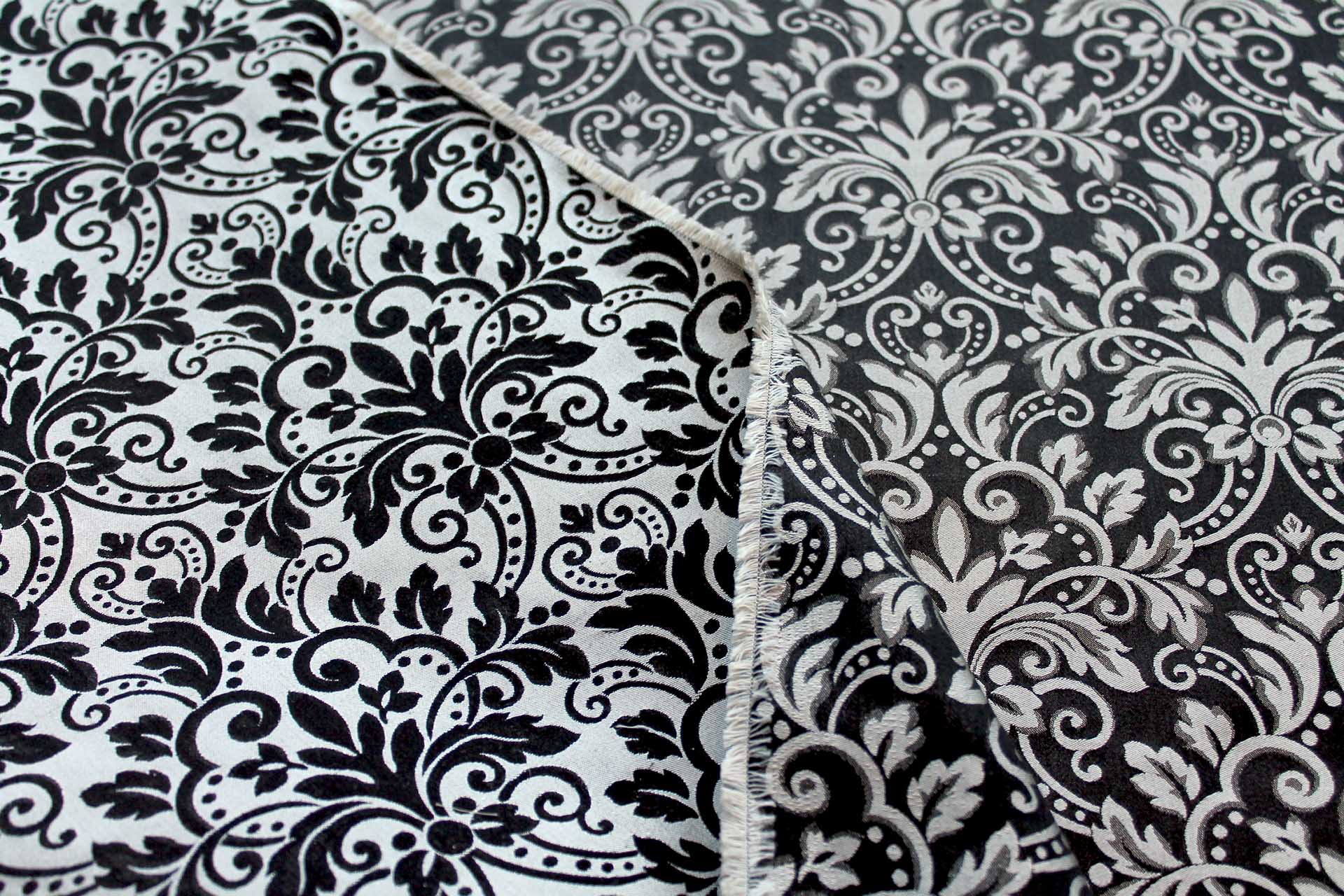 Classic Brocade - White and Black fabric, image 2 of 9