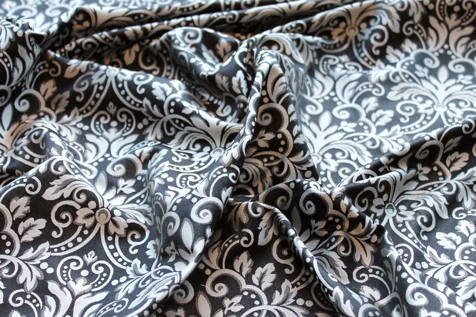 Classic Brocade - White and Black fabric, image 3 of 9