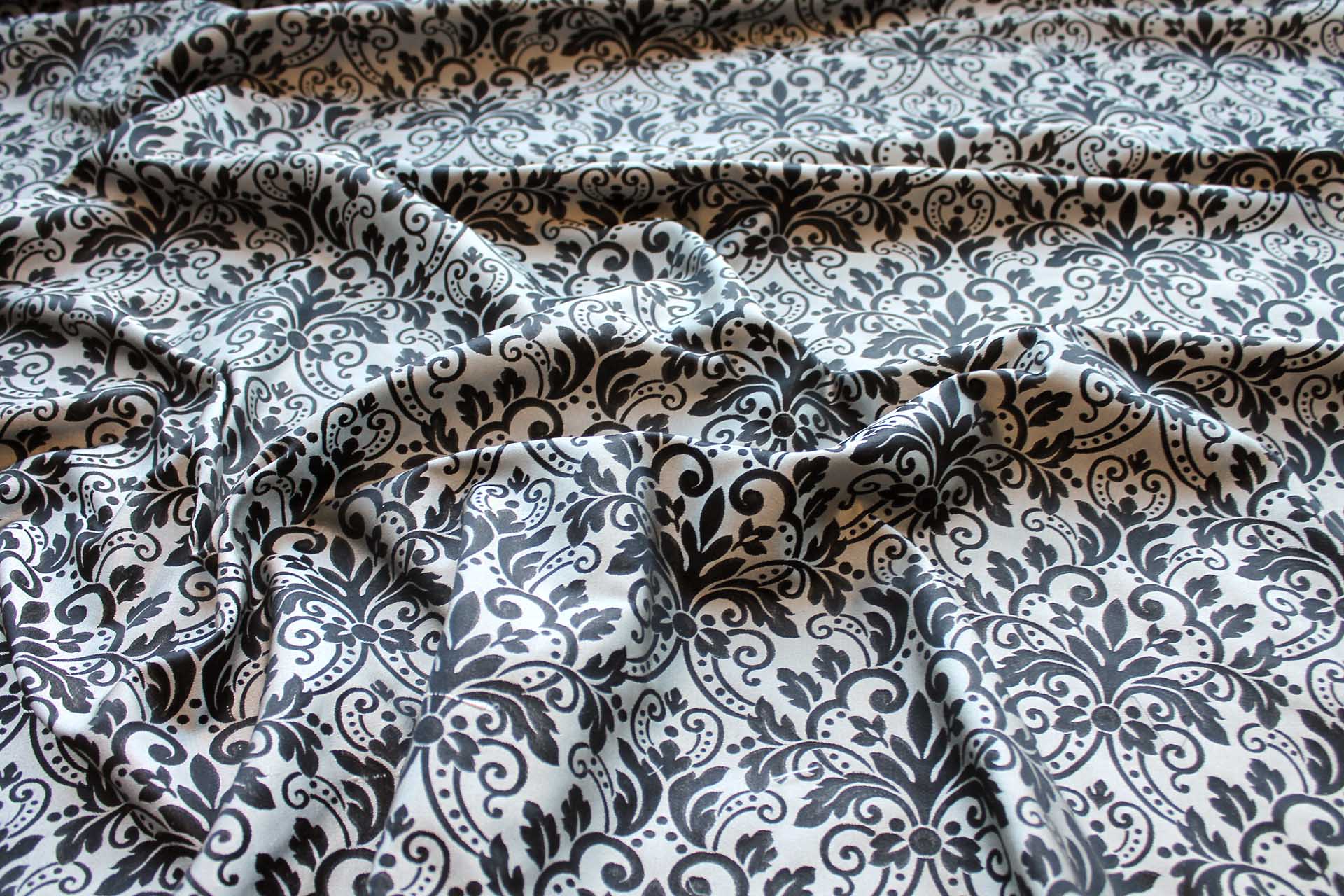 Classic Brocade - White and Black fabric, image 7 of 9