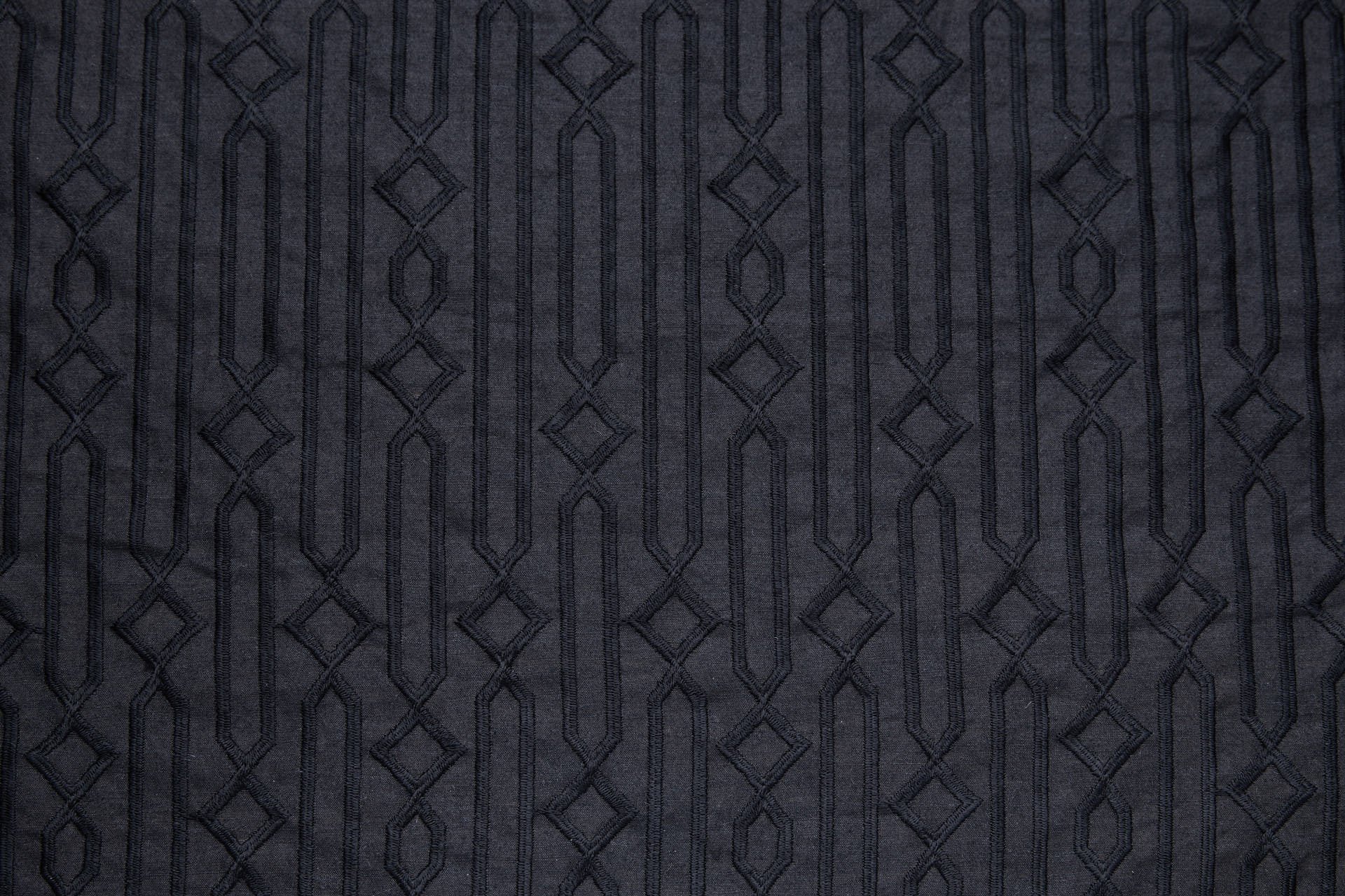 Black Geometric Embroidery on Black Silk Tassar fabric, image 3 of 9