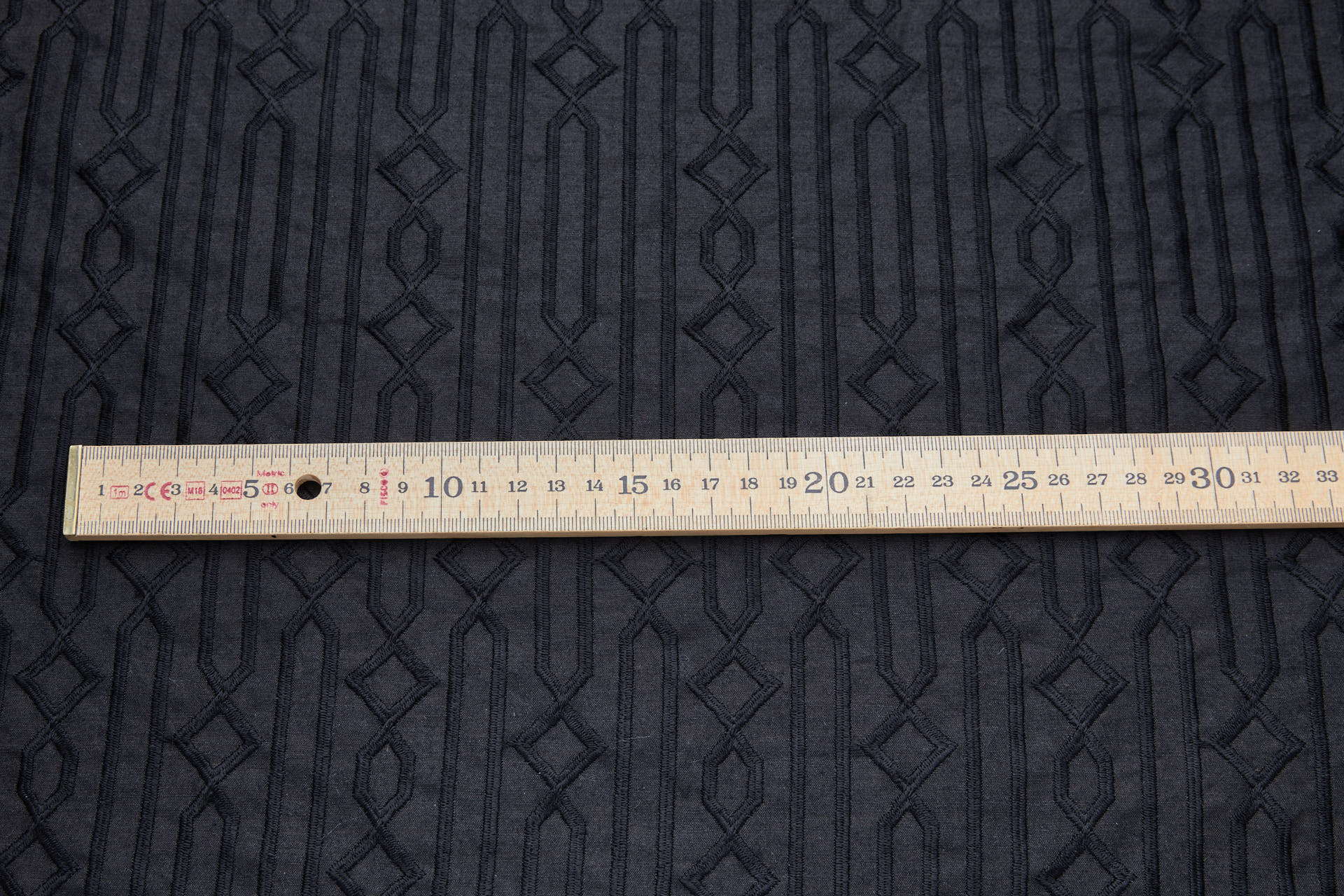 Black Geometric Embroidery on Black Silk Tassar fabric, image 6 of 9