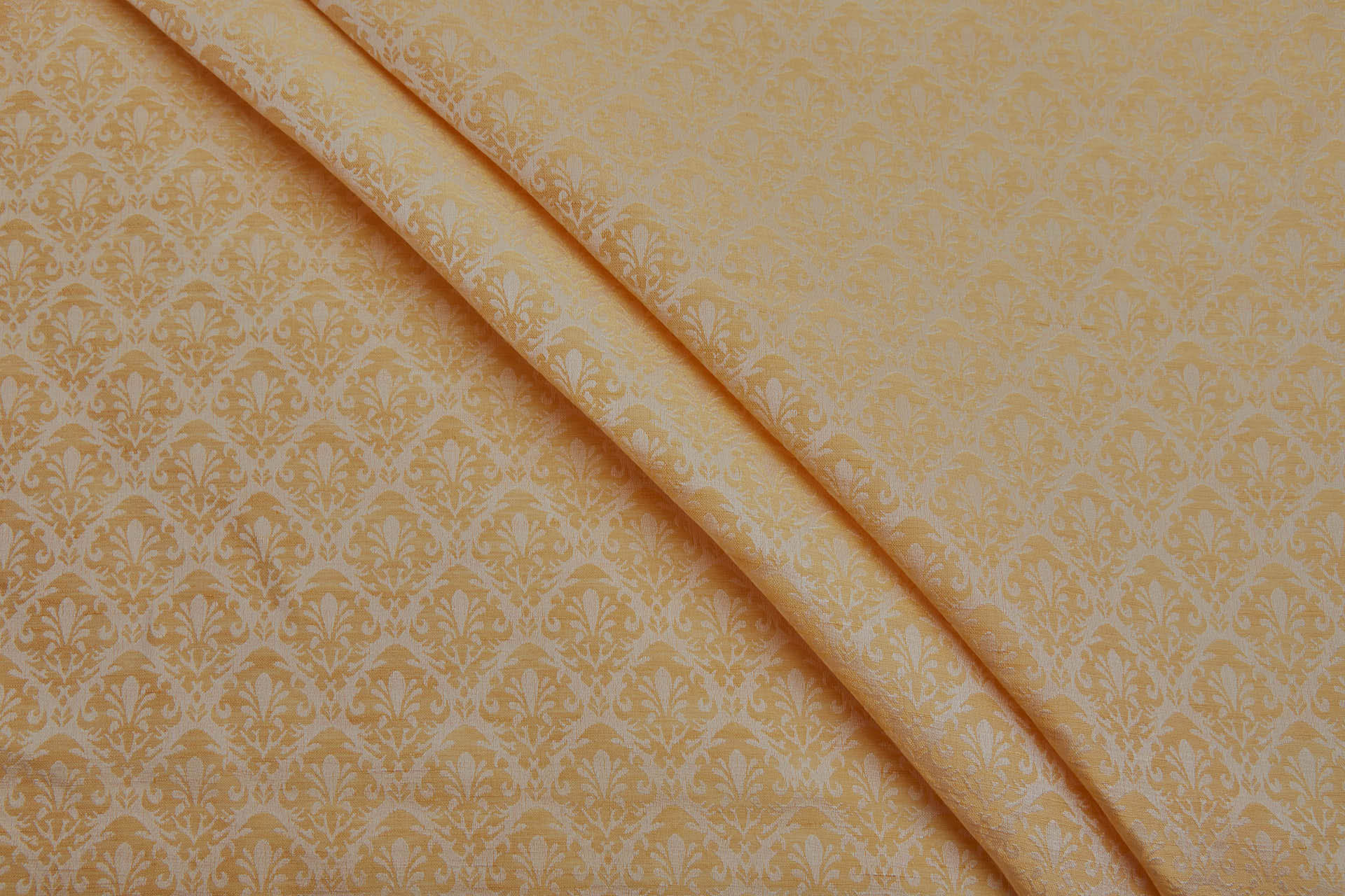 Silk and Linen Jacquard in Buttercup Yellow and Ivory fabric, image 2 of 8