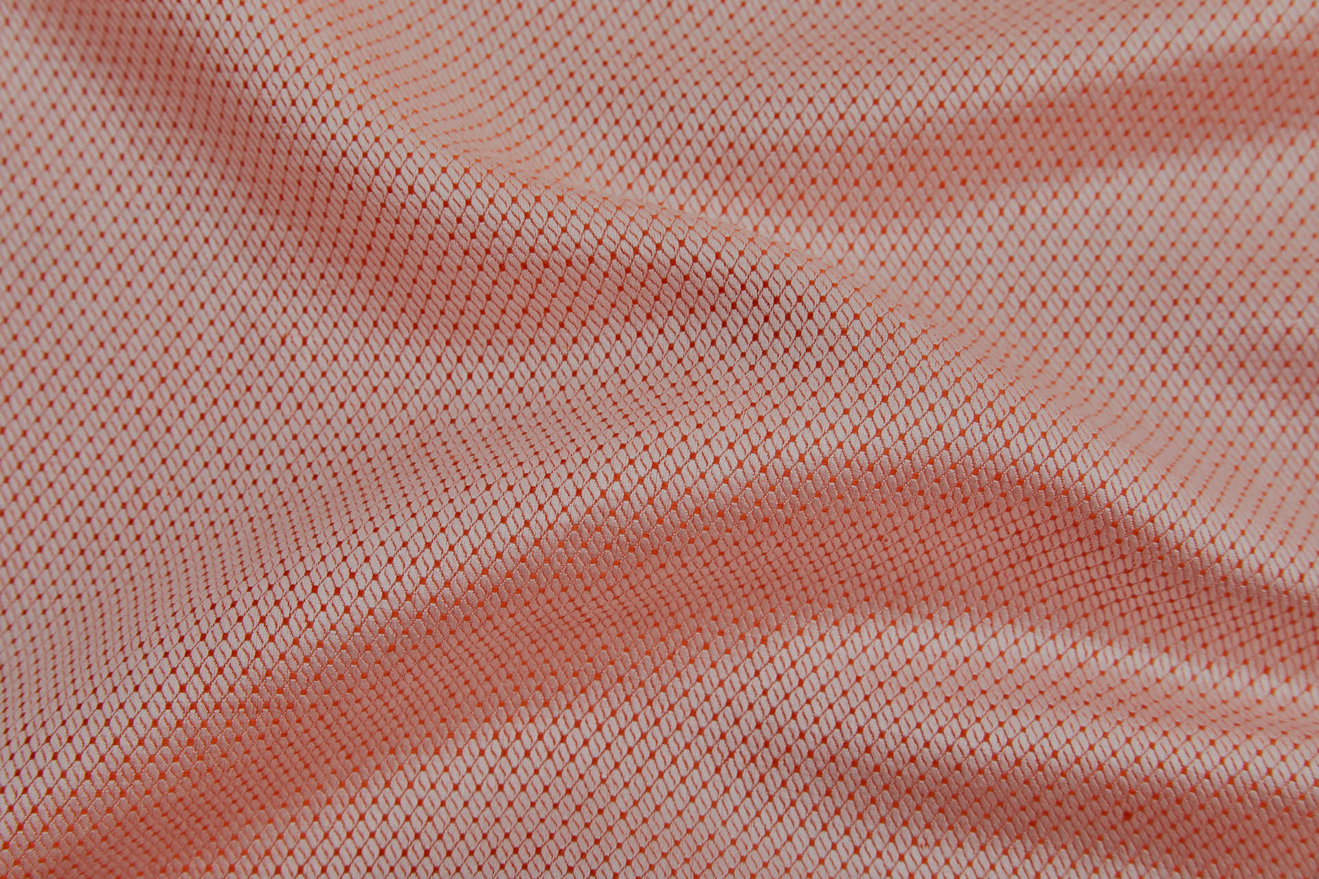 Small Diamond Pattern Silk and Linen Jacquard - Orange and Ivory fabric, image 2 of 7