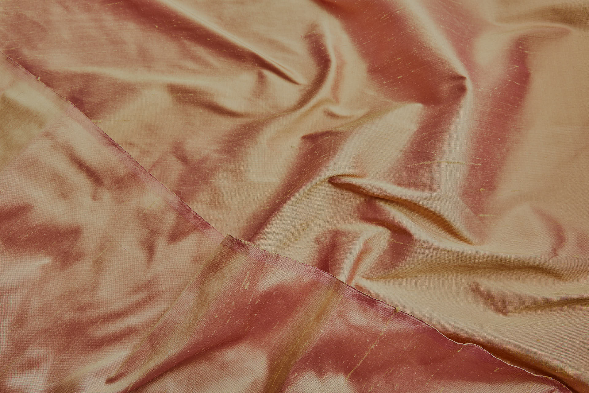 Silk Dupion - Pink shot Pale Yellow fabric, image 4 of 7