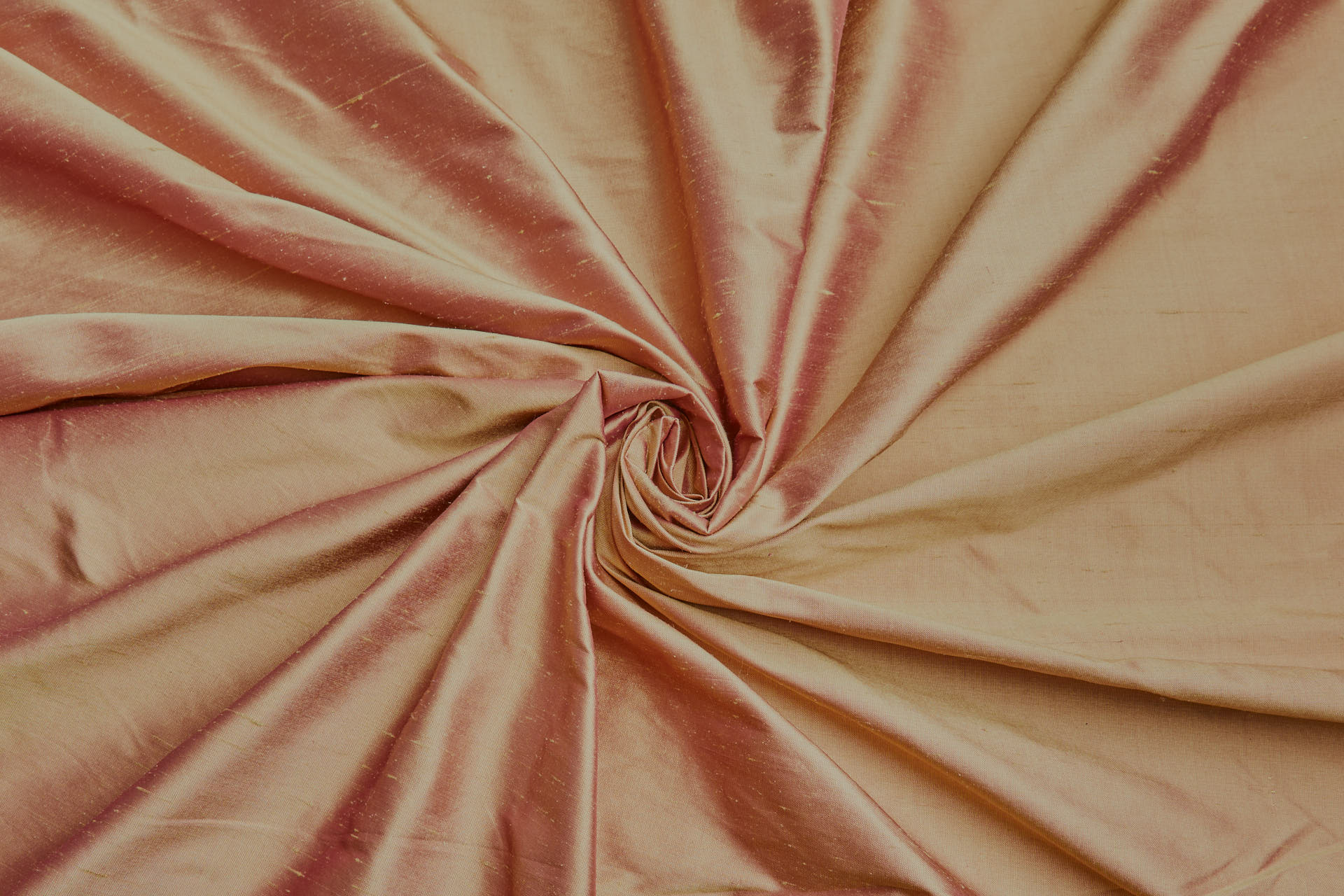 Silk Dupion - Pink shot Pale Yellow fabric
