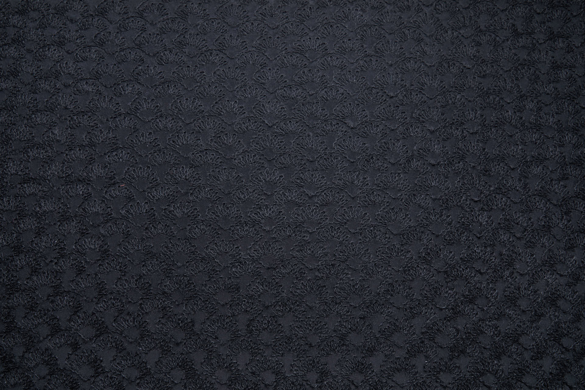 Black Mohair Wool Abstract Embroidery on Black Silk Crepe fabric, image 7 of 8