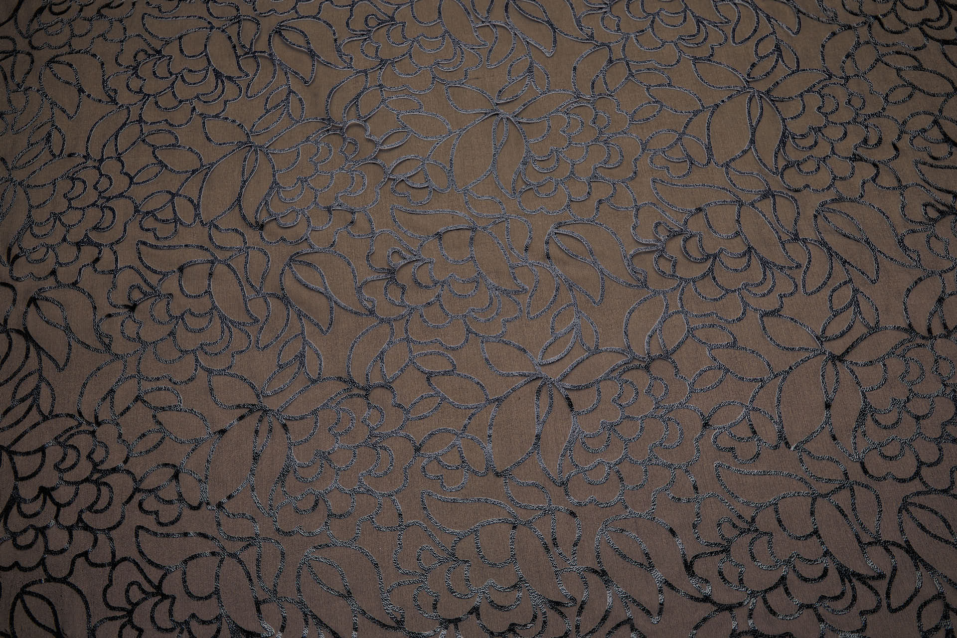 Glossy and Graphic Floral Foil Print on Silk Chiffon - Black fabric, image 7 of 9
