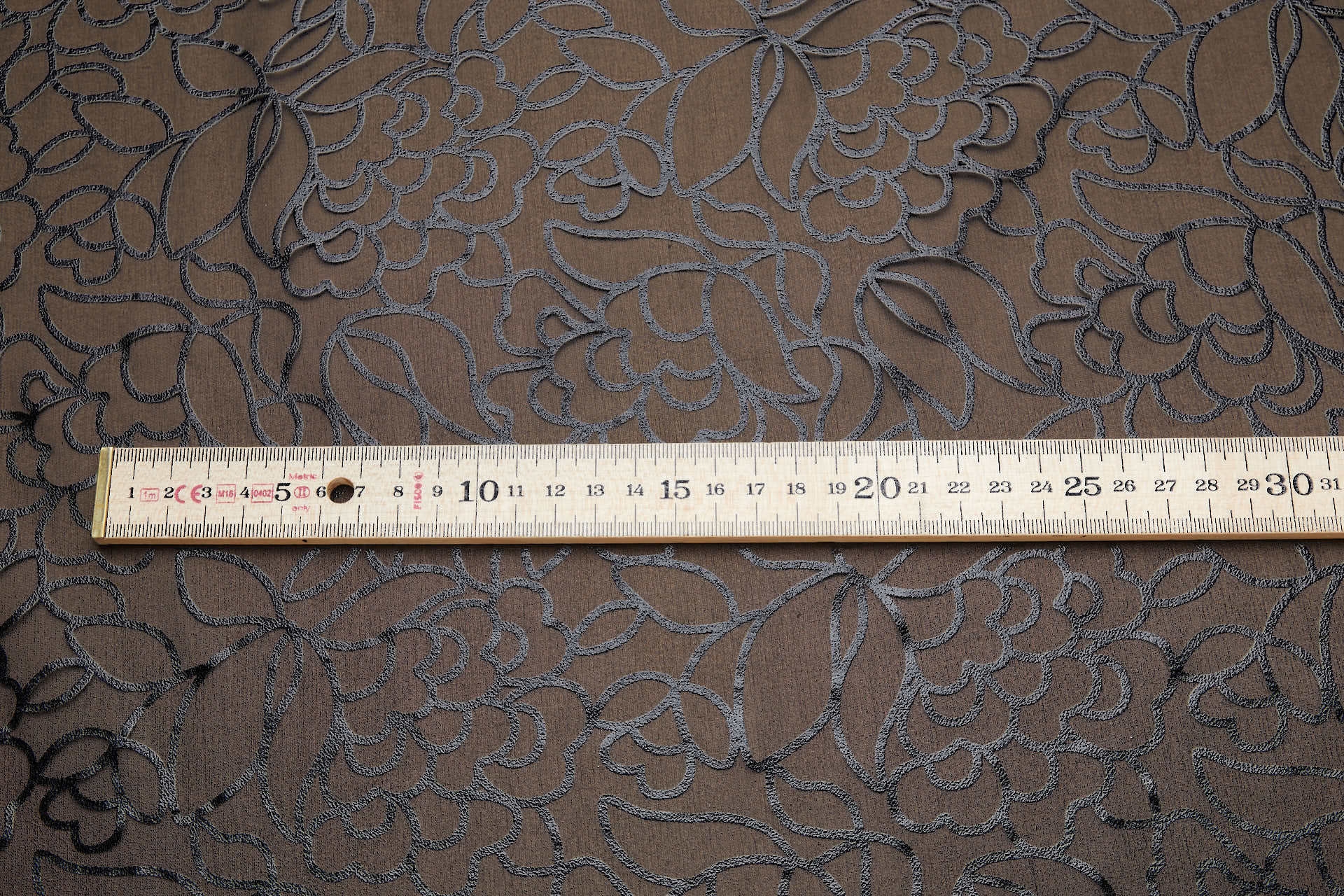 Glossy and Graphic Floral Foil Print on Silk Chiffon - Black fabric, image 5 of 9