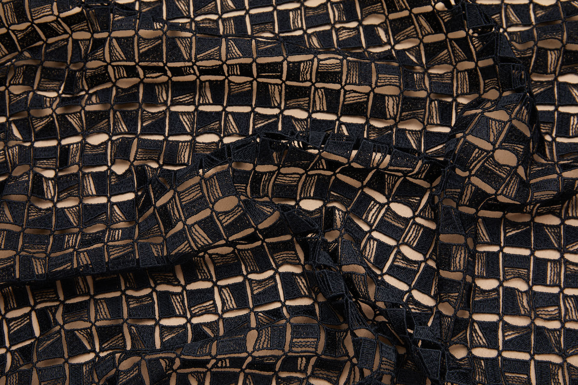 Graphic Squares Guipure Lace in Black fabric, image 4 of 8