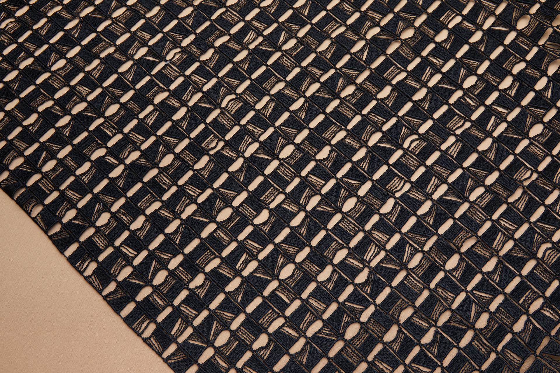 Graphic Squares Guipure Lace in Black fabric, image 7 of 8