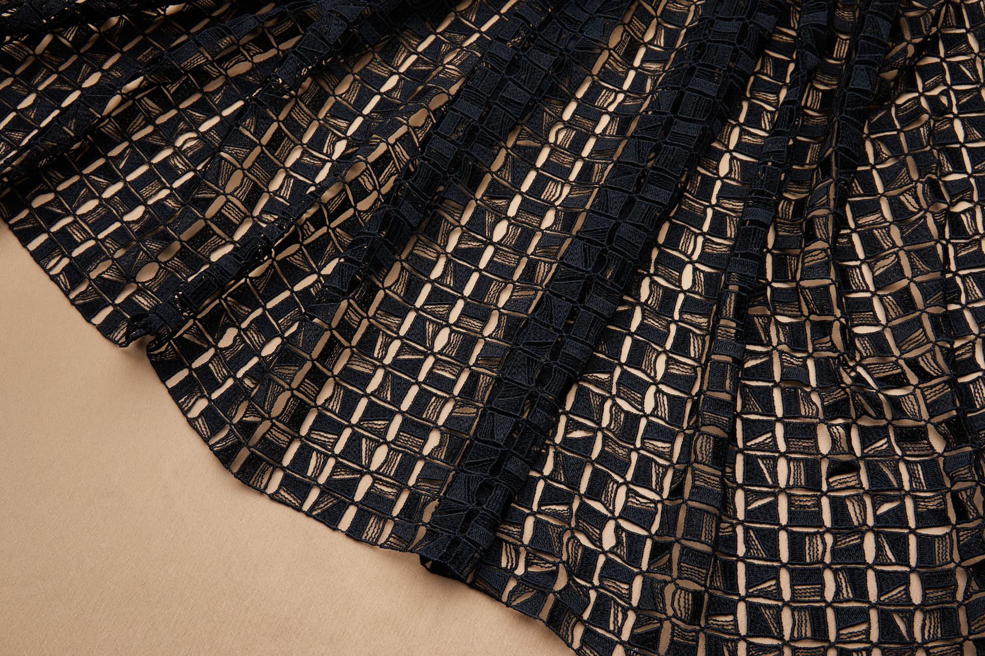 Graphic Squares Guipure Lace in Black fabric, image 6 of 8