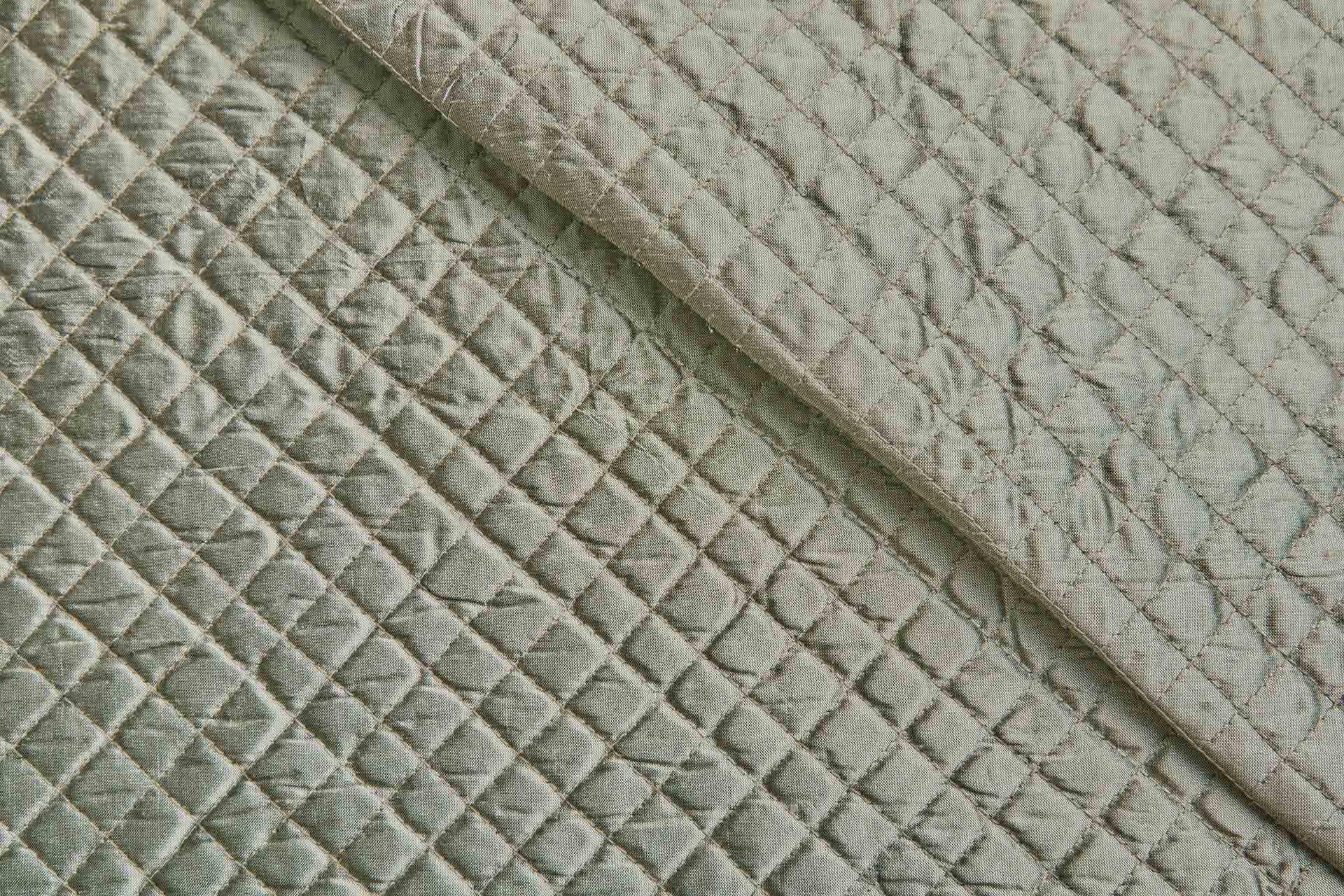 Quilted Silk Dupion Diamond Pattern - Khaki fabric