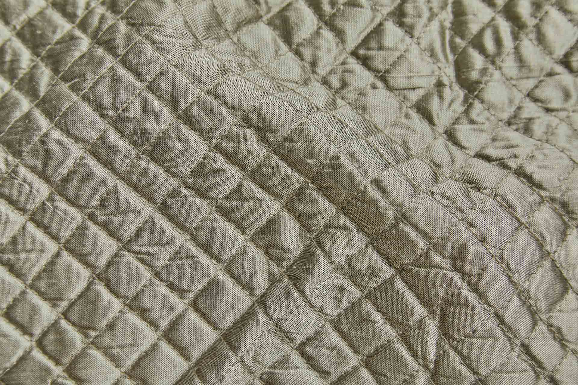 Quilted Silk Dupion Diamond Pattern - Khaki fabric, image 3 of 5