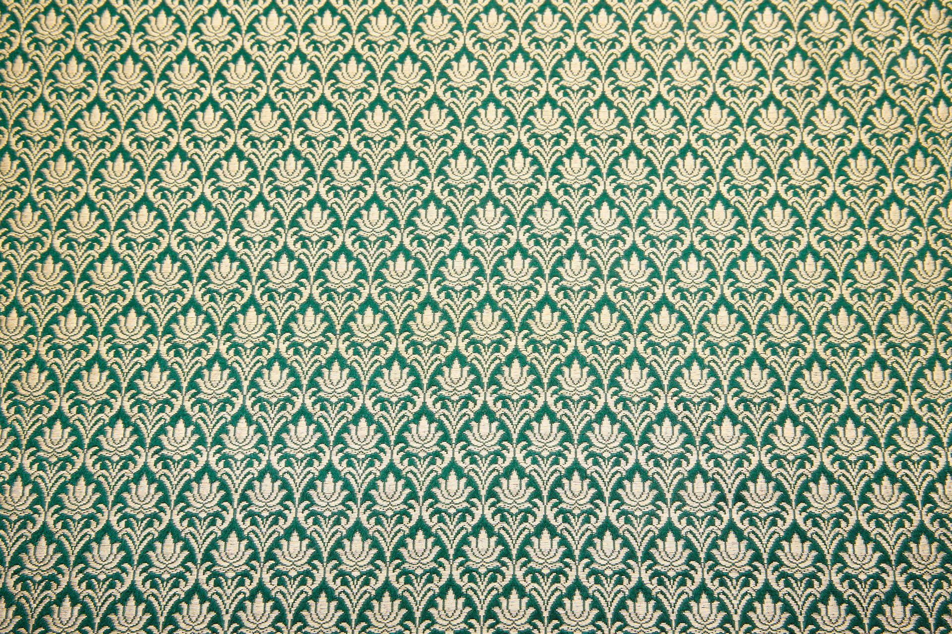 "Lotus Flower" Banaras Brocade - Green & Metallic Gold fabric, image 10 of 10