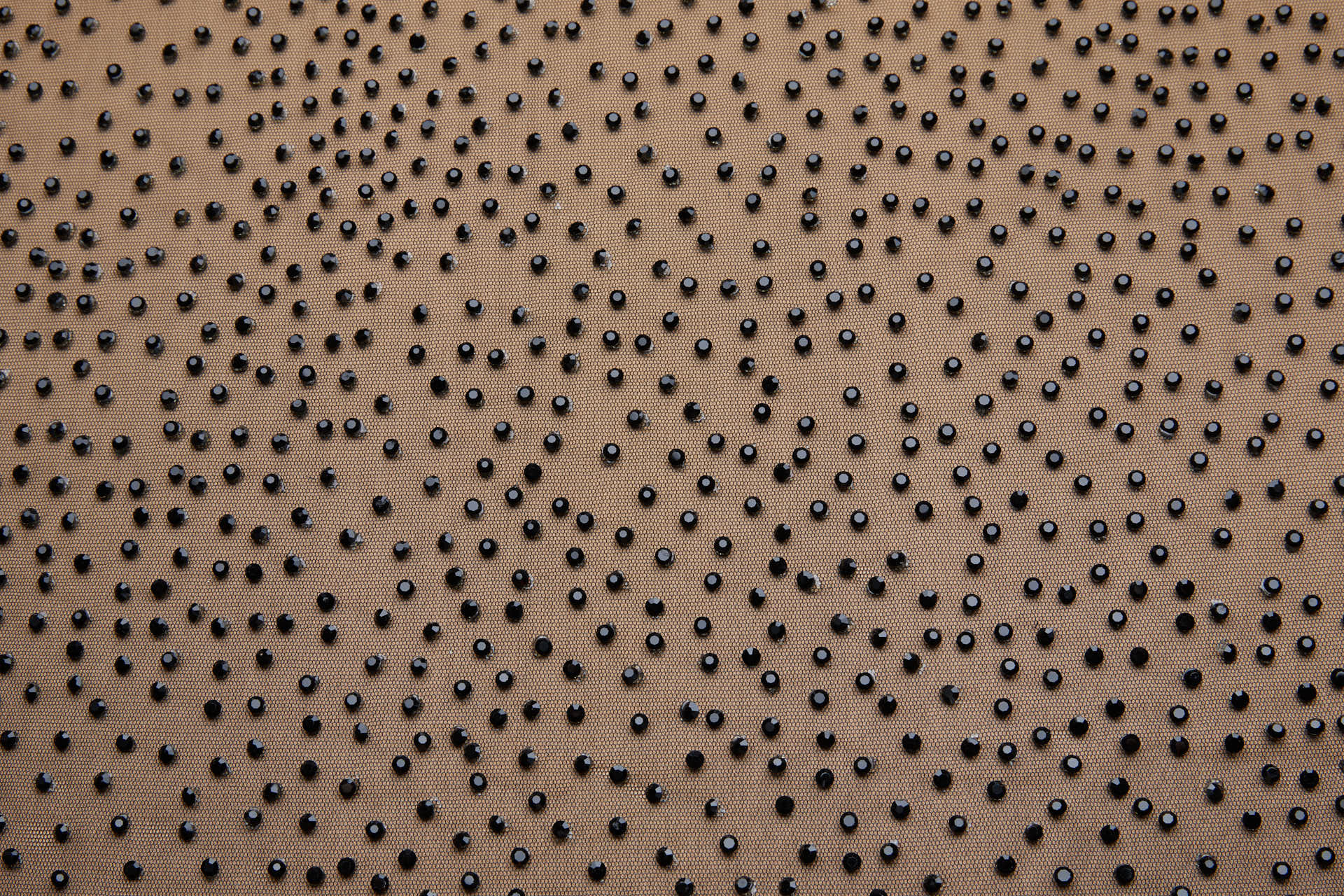 Faceted Black Crystals on Black Nylon Tulle - Dense fabric, image 6 of 9