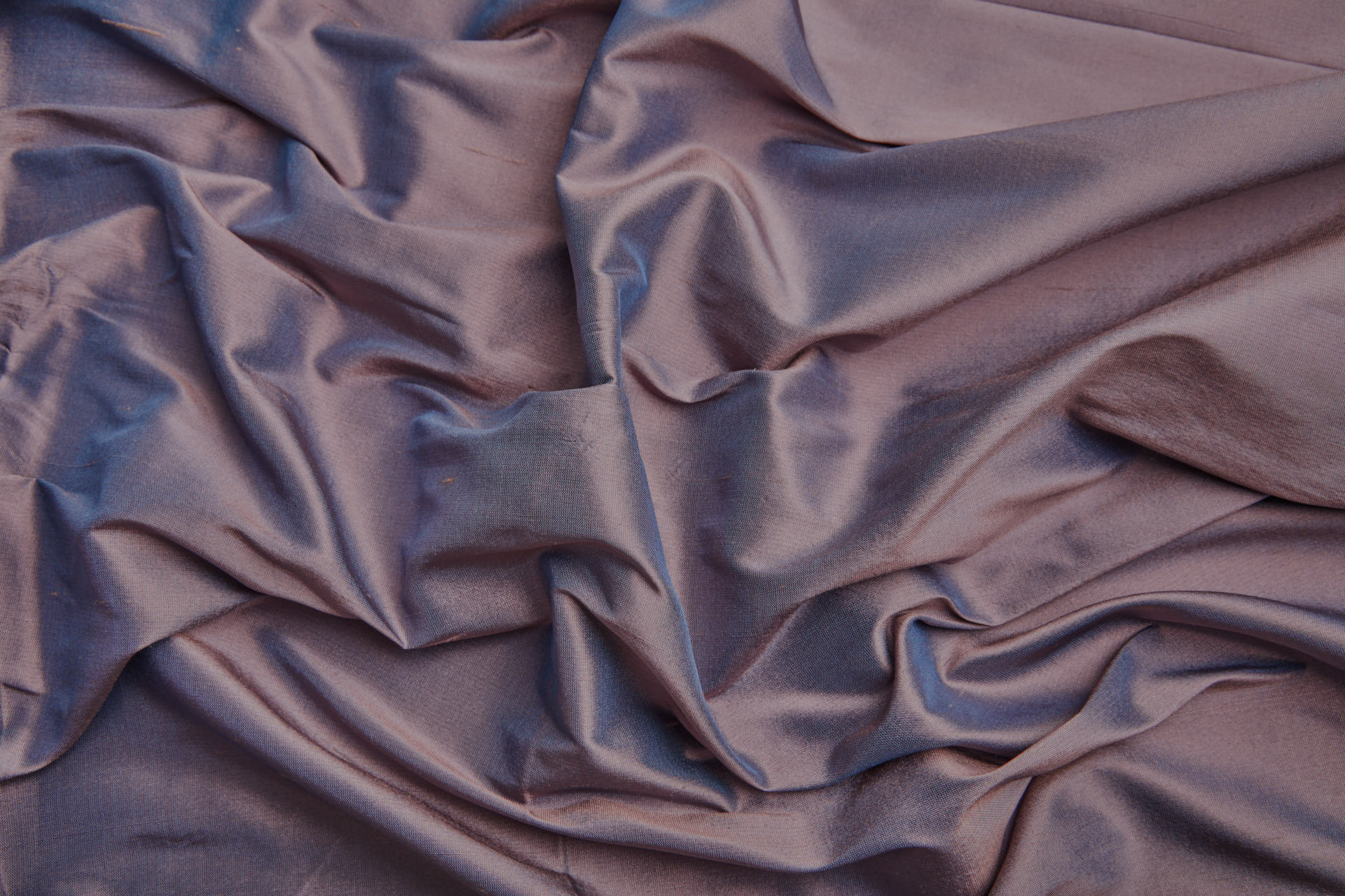 Silk Dupion - Steel Blue shot Terracotta fabric, image 7 of 7