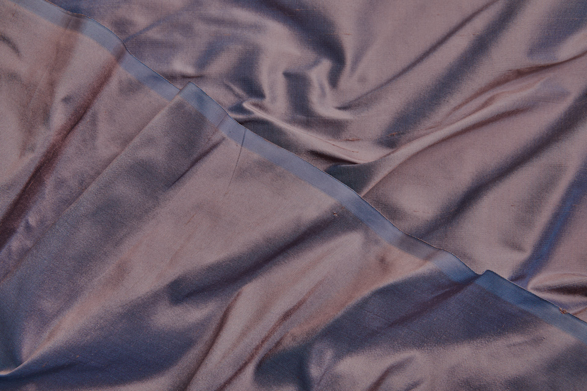 Silk Dupion - Steel Blue shot Terracotta fabric, image 4 of 7