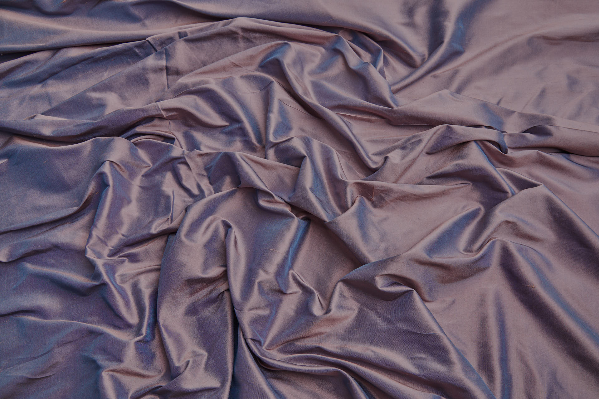 Silk Dupion - Steel Blue shot Terracotta fabric, image 6 of 7