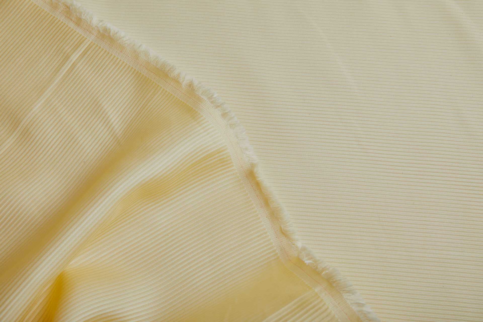 Vintage Cotton Blend Ottoman - Pale Canary Yellow fabric, image 6 of 6
