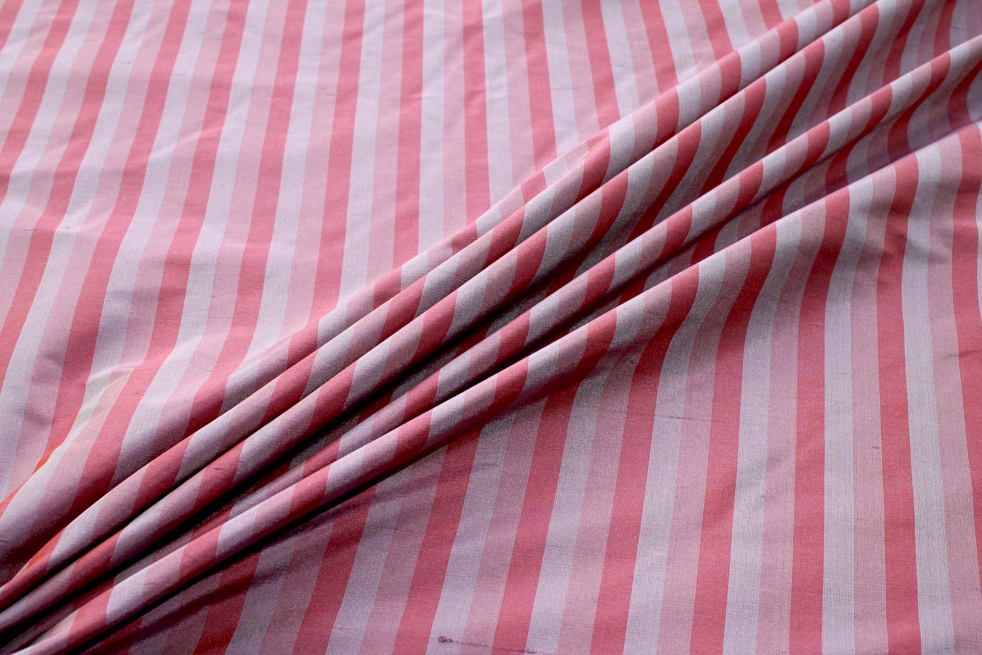 Wide Striped Silk Dupion - Red & Mauve fabric, image 2 of 4