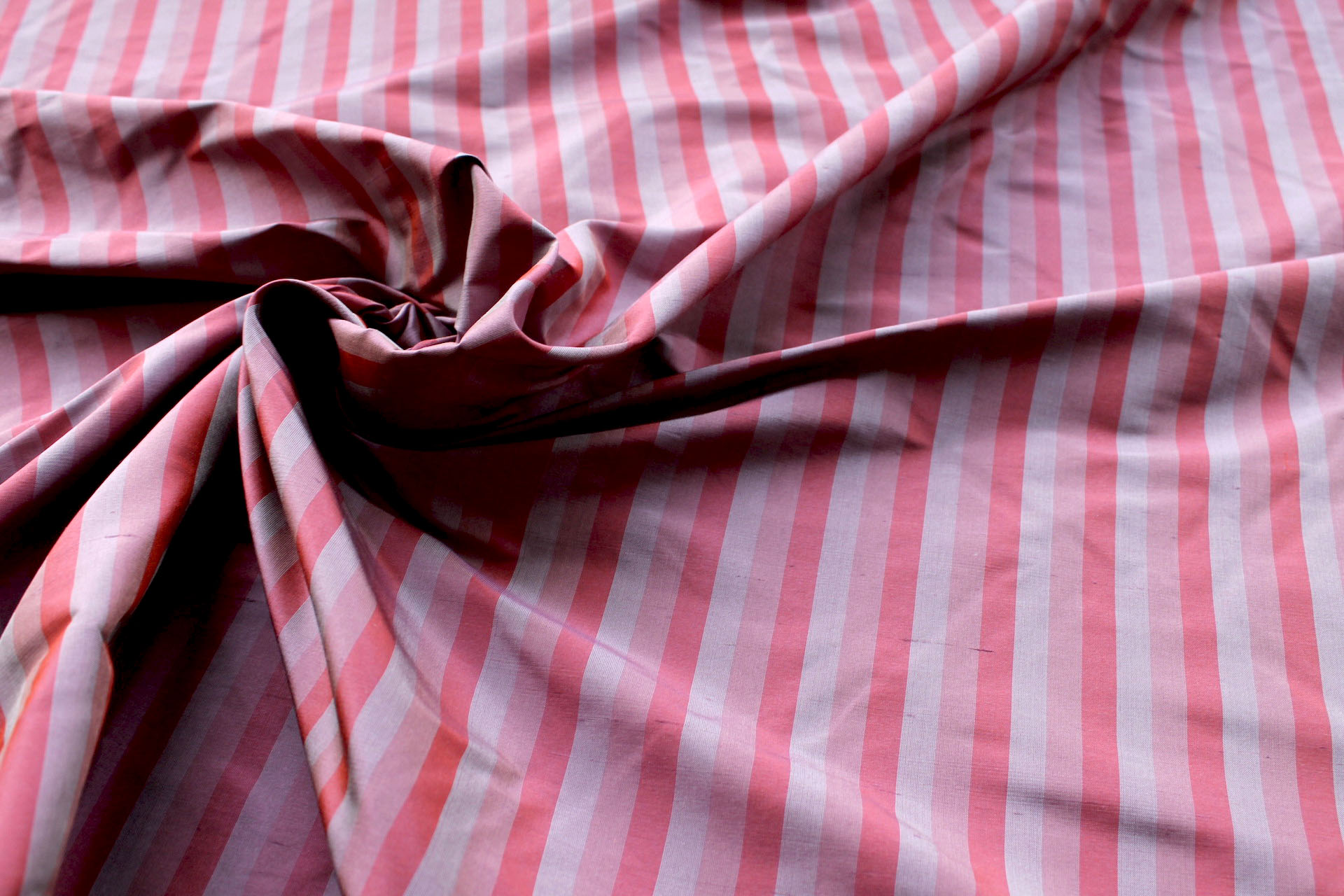 Wide Striped Silk Dupion - Red & Mauve fabric, image 3 of 4