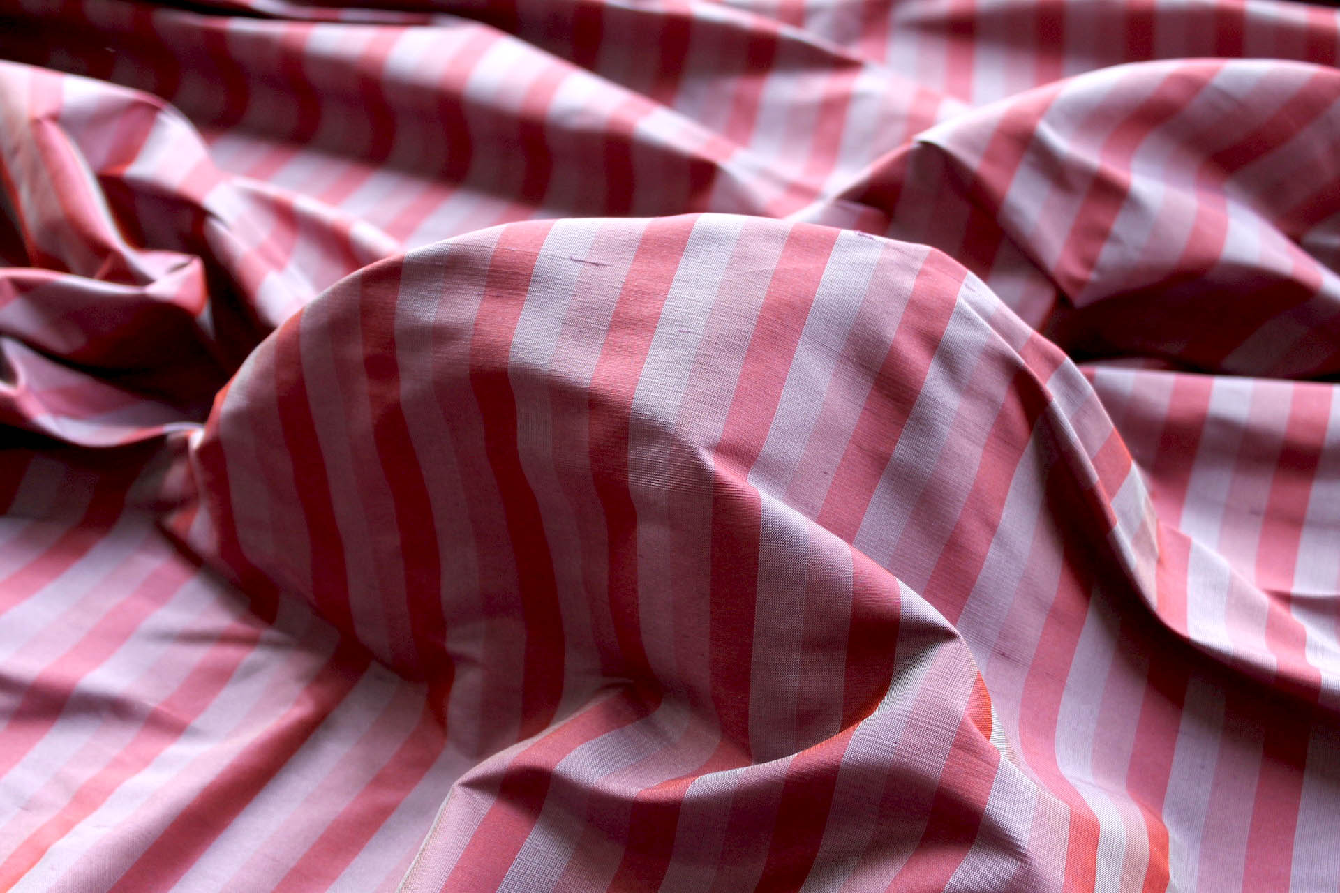 Wide Striped Silk Dupion - Red & Mauve fabric, image 4 of 4