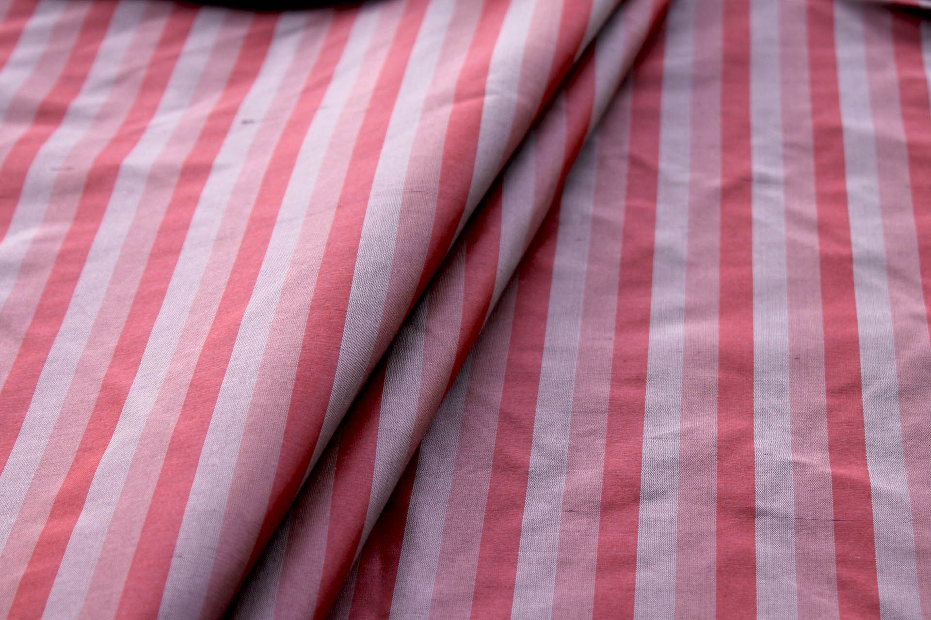 Wide Striped Silk Dupion - Red & Mauve fabric