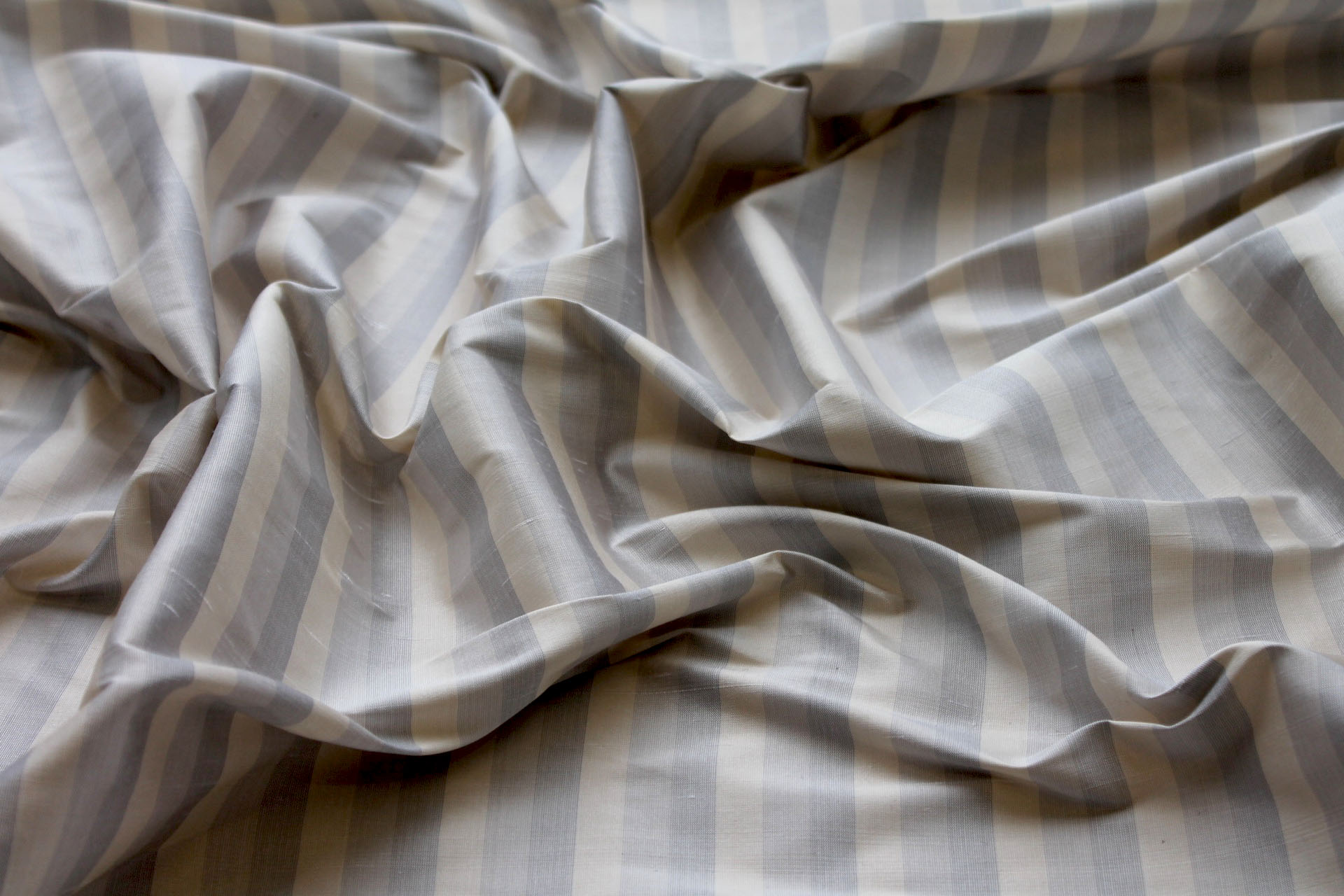 Wide Striped Silk Dupion - Cream Grey fabric, image 2 of 6