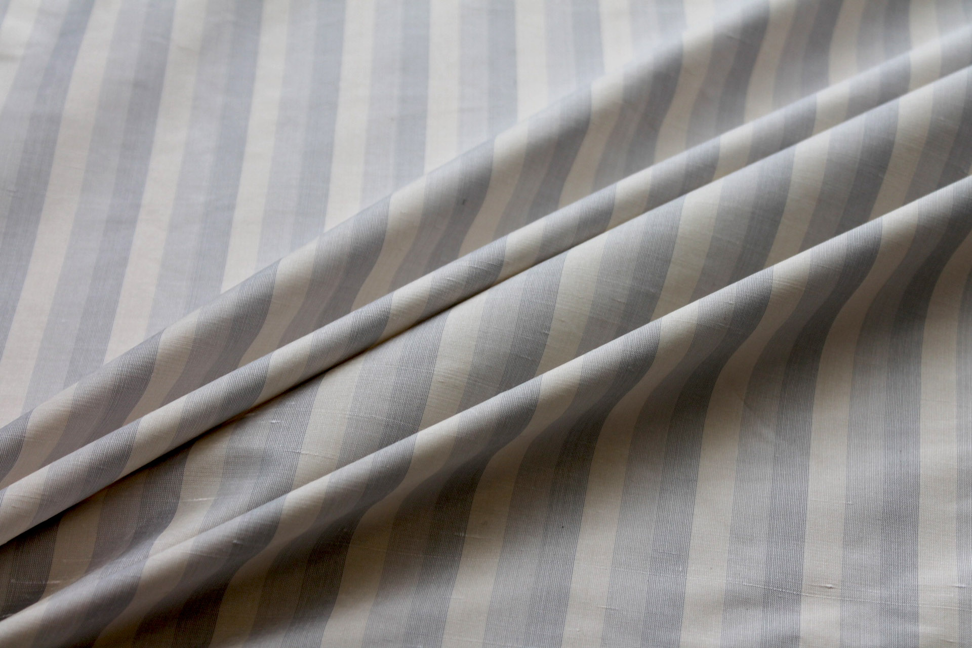 Wide Striped Silk Dupion - Cream Grey fabric, image 3 of 6