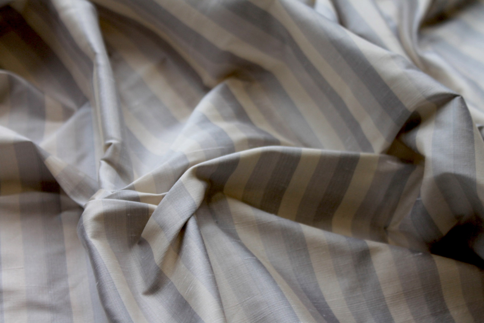 Wide Striped Silk Dupion - Cream Grey fabric, image 5 of 6