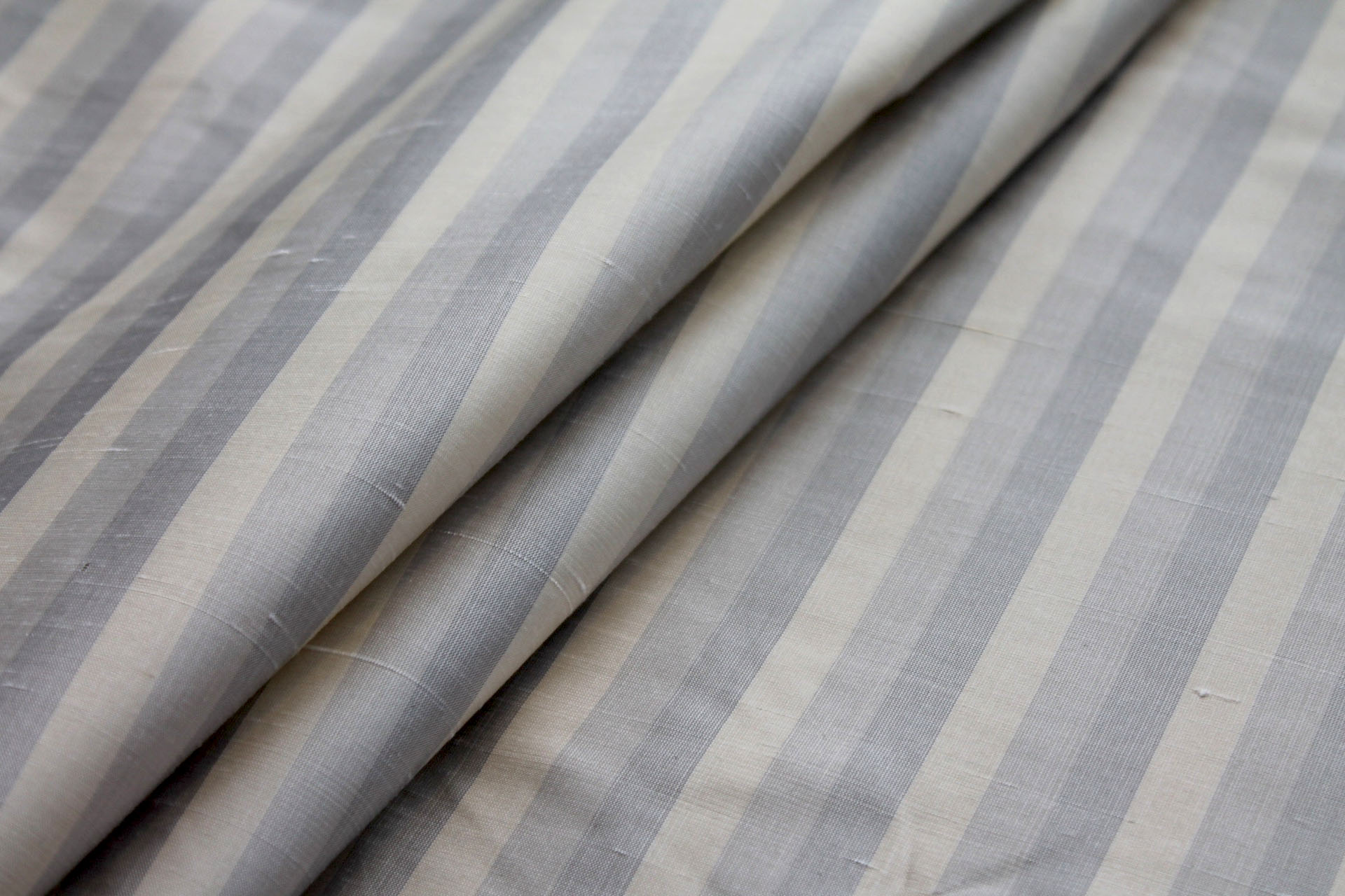 Wide Striped Silk Dupion - Cream Grey fabric, image 6 of 6