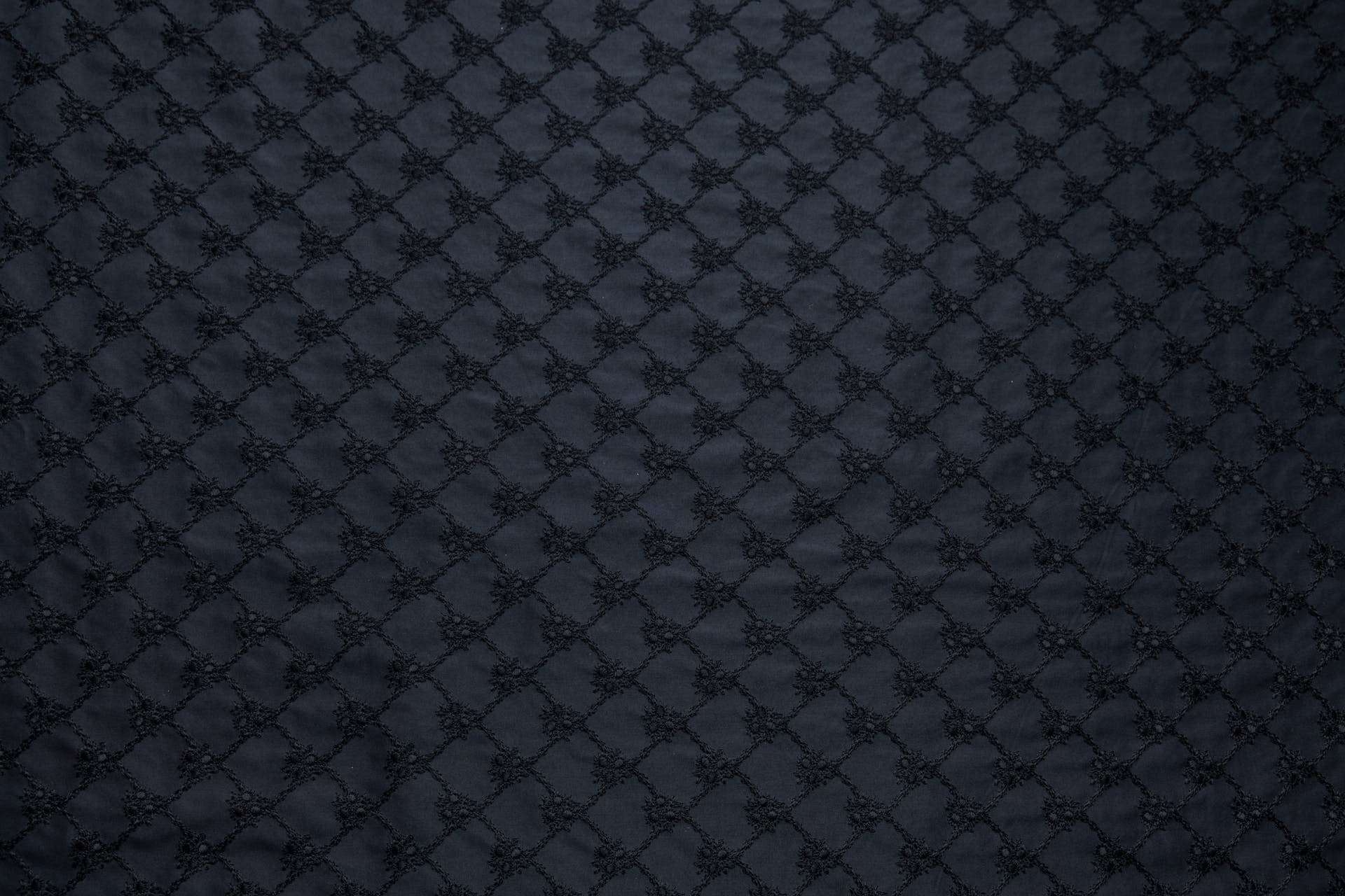 Black Small Flowers Trellis Embroidery fabric, image 6 of 9