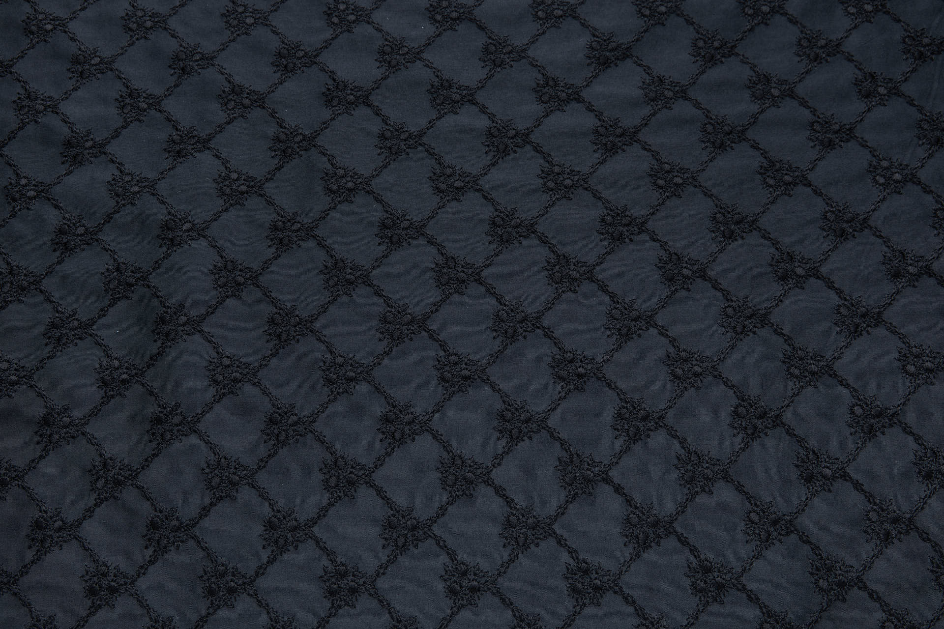 Black Small Flowers Trellis Embroidery fabric, image 3 of 9