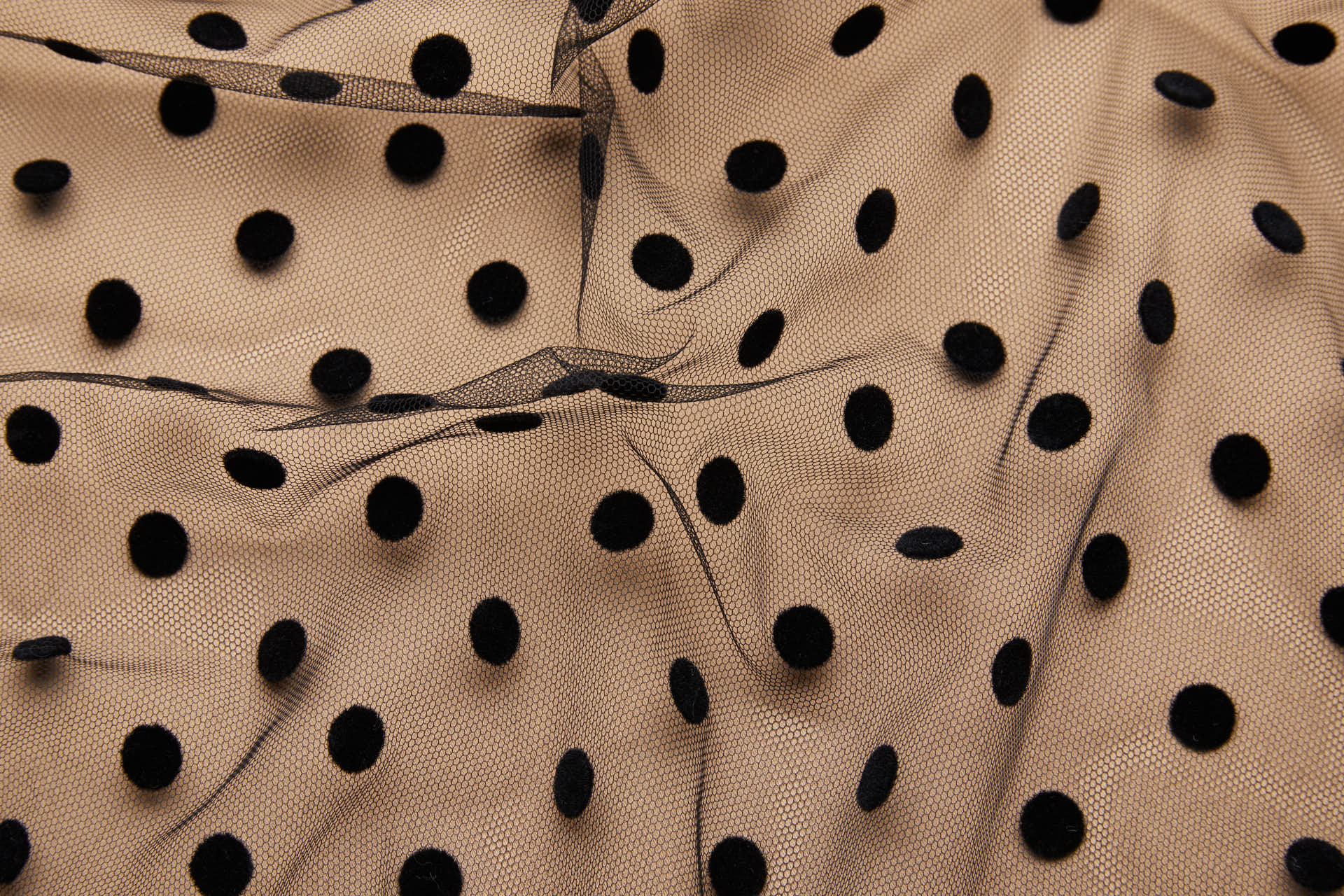 Polka Dot / Flock Spot Tulle - Black - Medium fabric, image 2 of 8